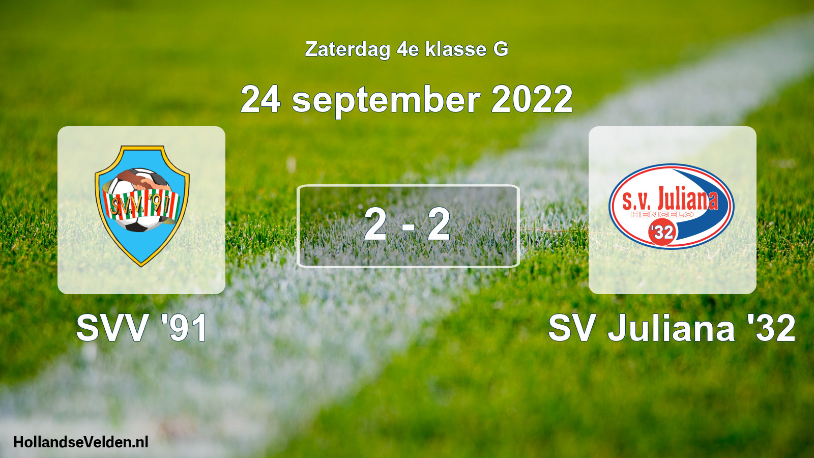 Total number of matches played: SVV '91 - SV Juliana '32 2 - 2 (24 September 2022)
