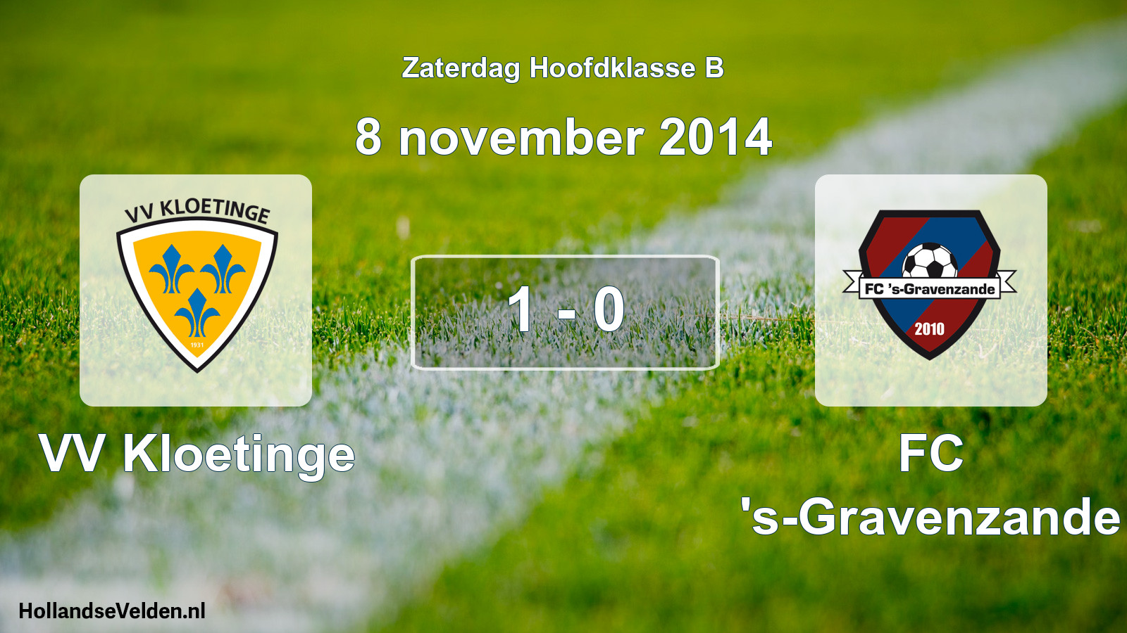 Gespeelde wedstrijd: VV Kloetinge - FC 's-Gravenzande 1 - 0 (8 november 2014)