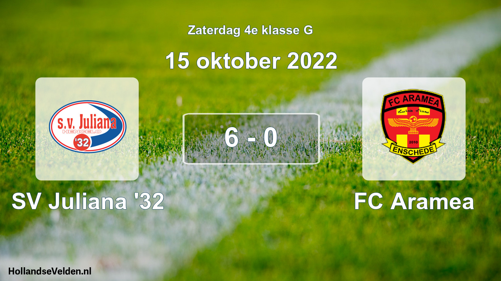 Total number of matches played: SV Juliana '32 - FC Aramea 6 - 0 (15 October 2022)