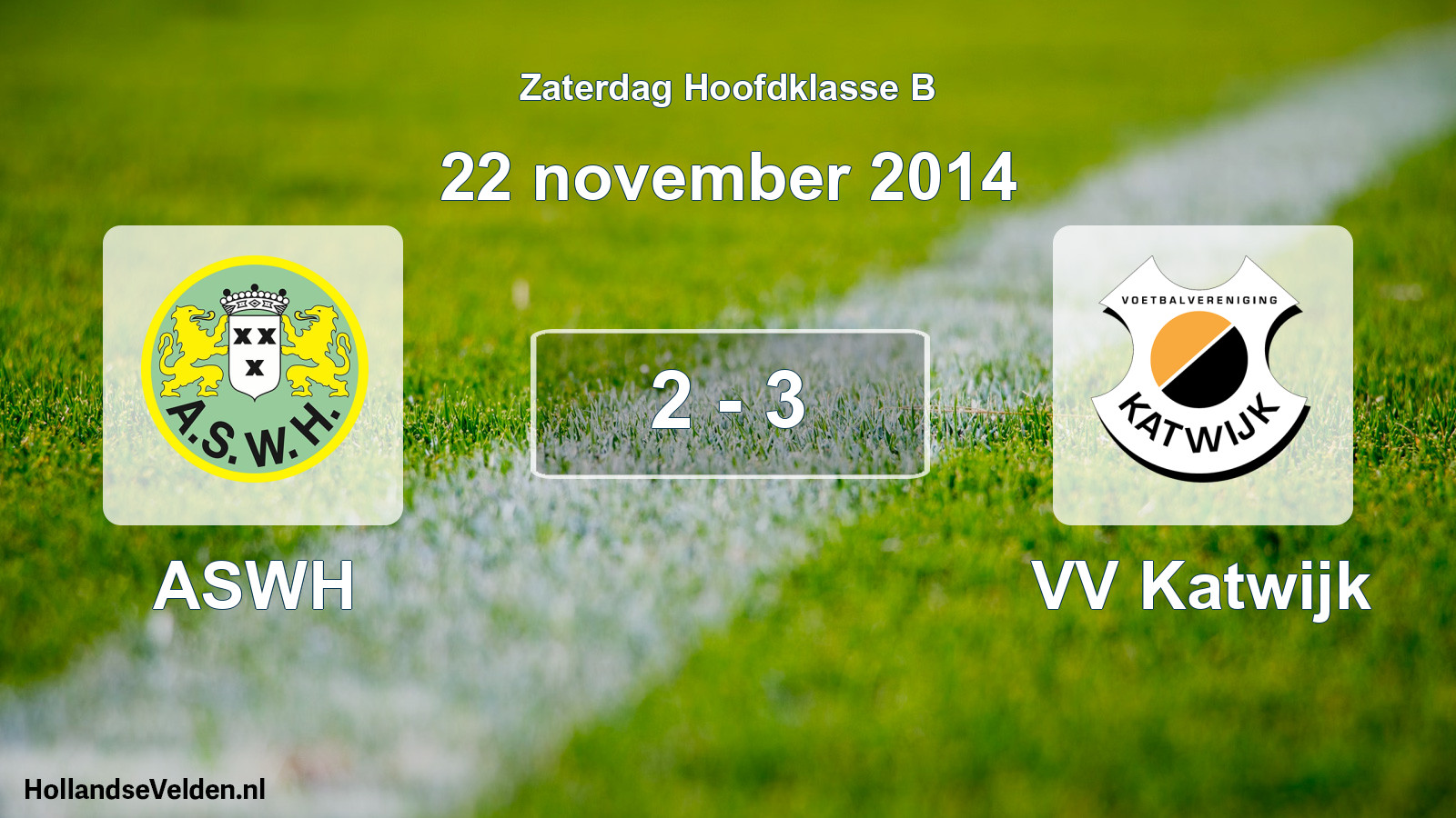 Total number of matches played: ASWH - VV Katwijk 2 - 3 (22 November 2014)
