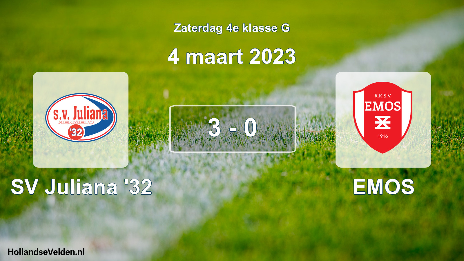 Total number of matches played: SV Juliana '32 - EMOS 3 - 0 (4 March 2023)