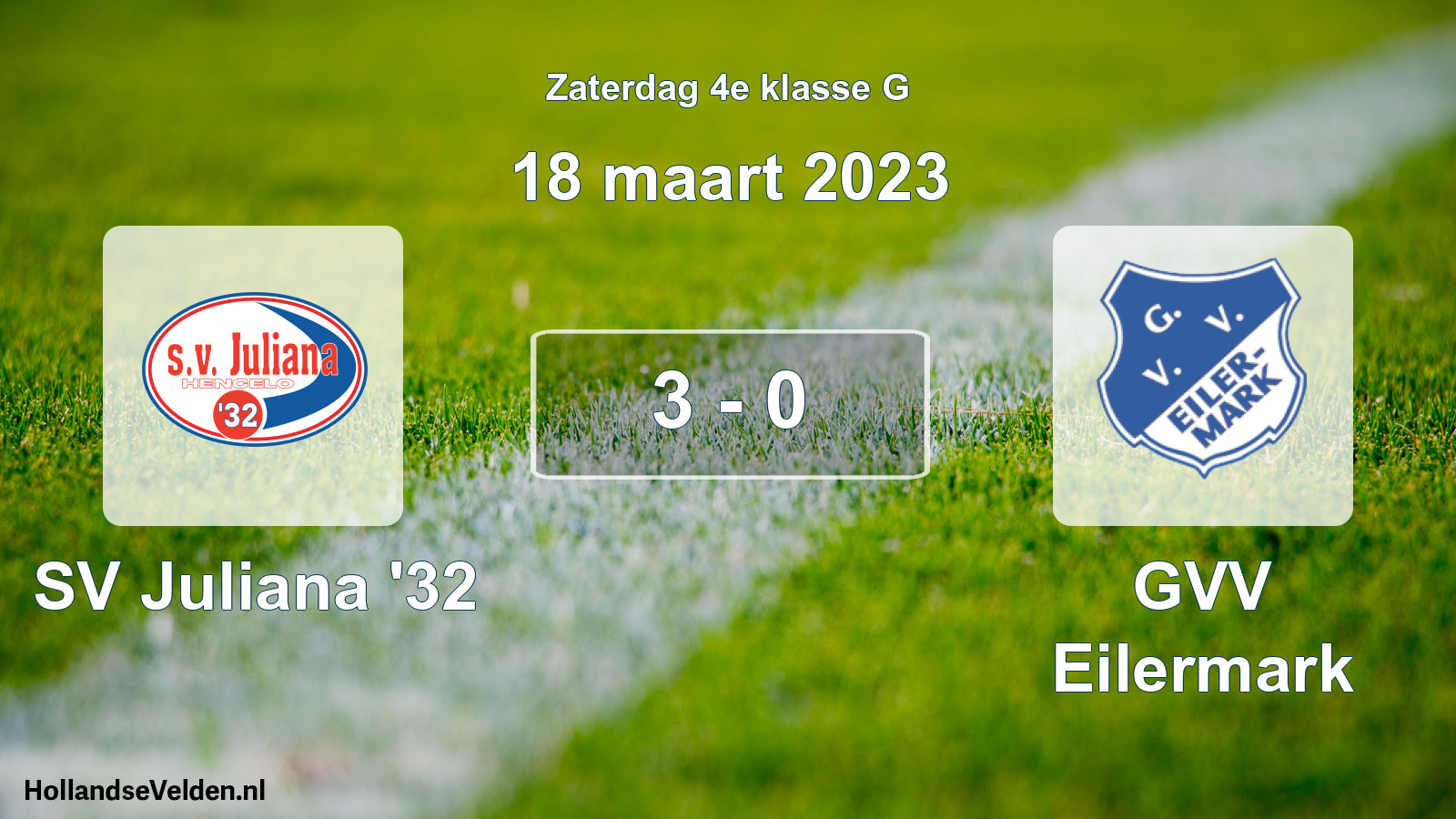 Total number of matches played: SV Juliana '32 - GVV Eilermark 3 - 0 (18 March 2023)