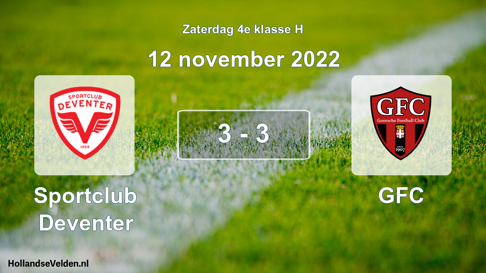 Total number of matches played: Sportclub Deventer - GFC 3 - 3 (12 November 2022)