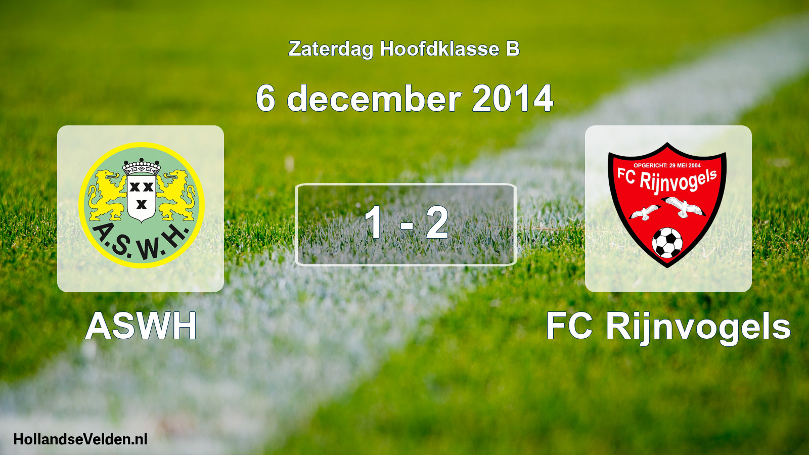 Gespeelde wedstrijd: ASWH - FC Rijnvogels 1 - 2 (6 december 2014)