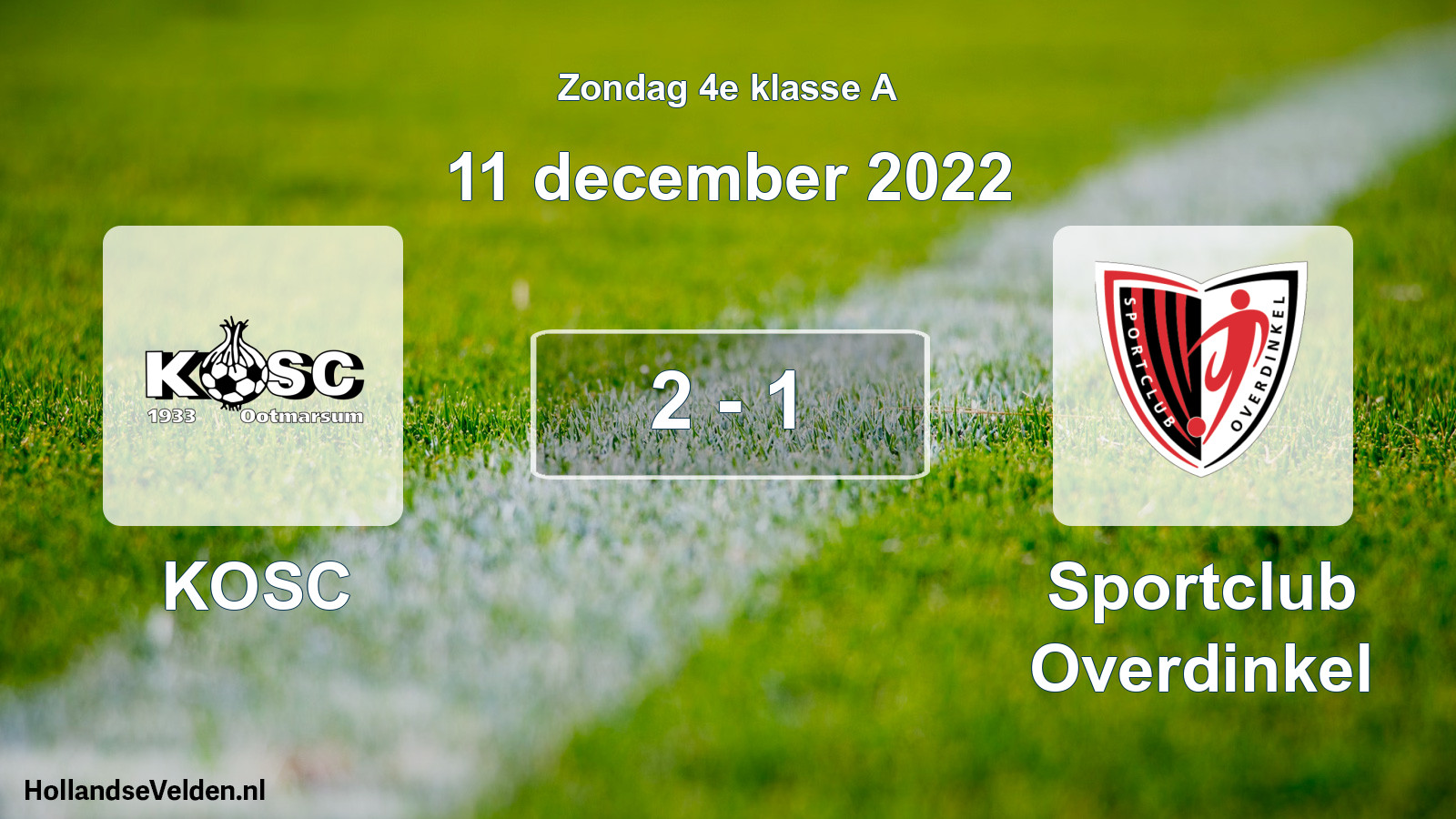 Total number of matches played: KOSC - Sportclub Overdinkel 2 - 1 (11 December 2022)