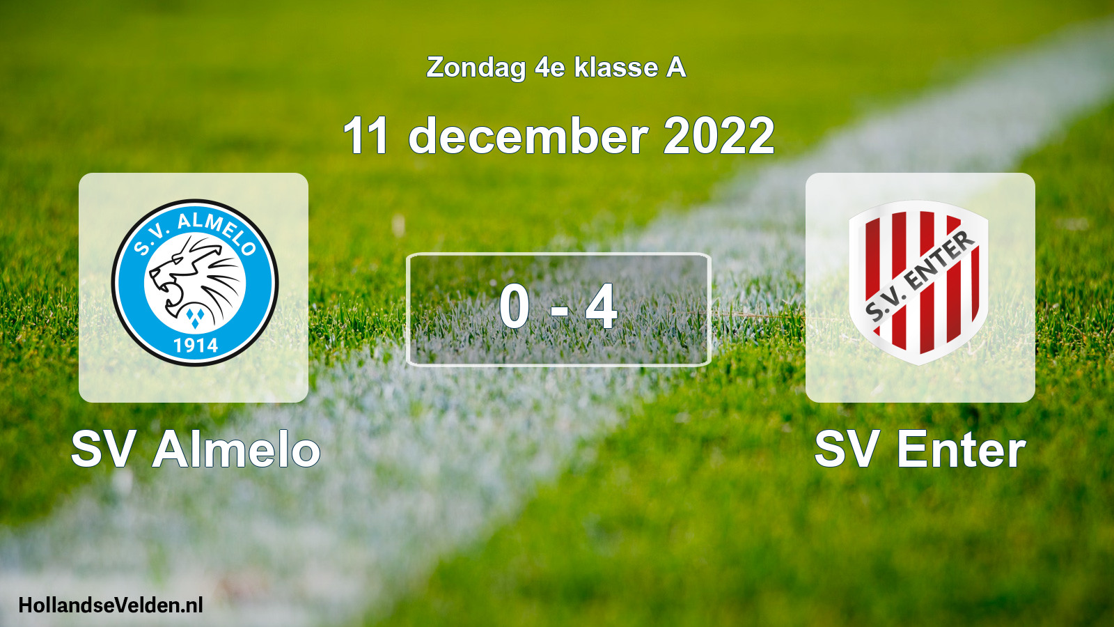 Total number of matches played: SV Almelo - SV Enter 0 - 4 (11 December 2022)
