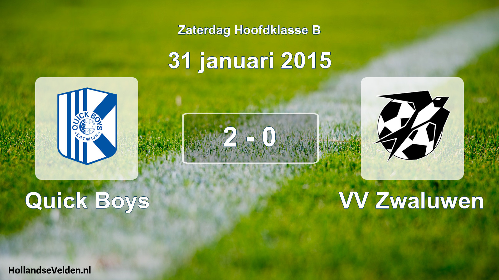 Gespeelde wedstrijd: Quick Boys - VV Zwaluwen 2 - 0 (31 januari 2015)