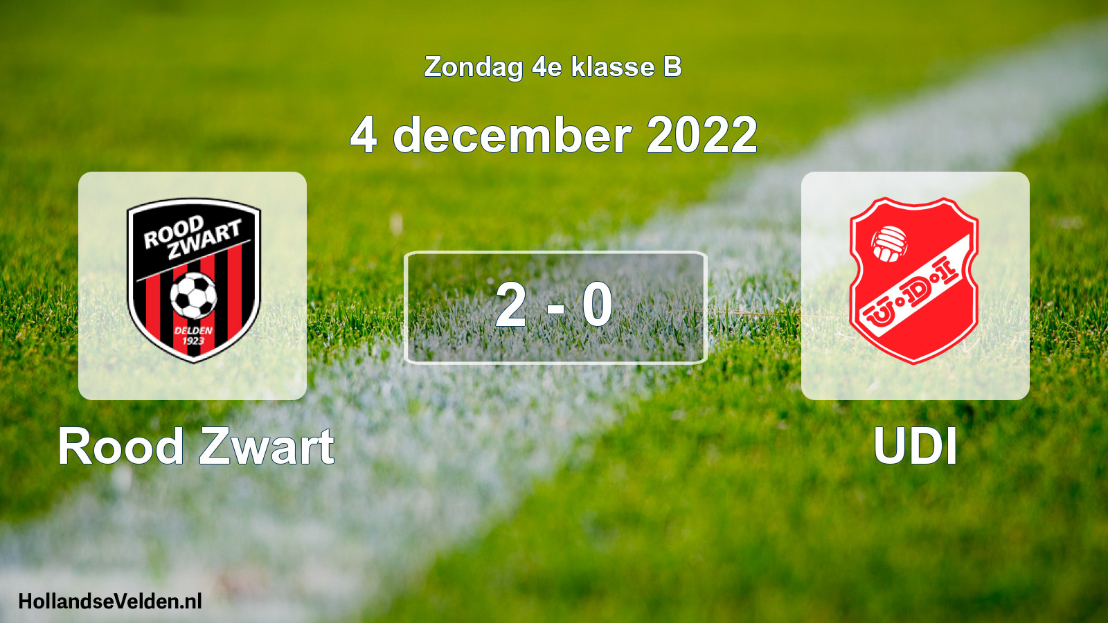 Total number of matches played: Rood Zwart - UDI 2 - 0 (4 December 2022)