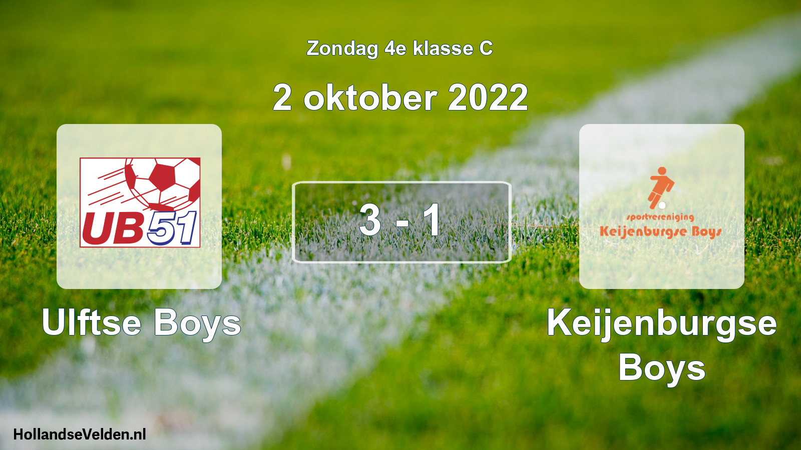 Total number of matches played: Ulftse Boys - Keijenburgse Boys 3 - 1 (2 October 2022)