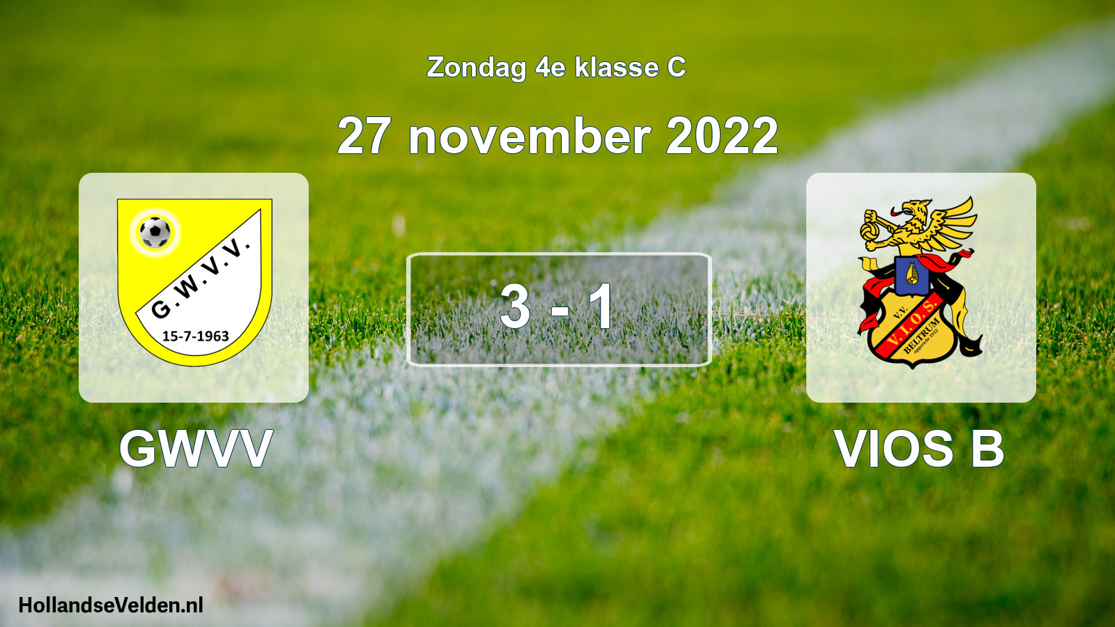 Total number of matches played: GWVV - VIOS B 3 - 1 (27 November 2022)