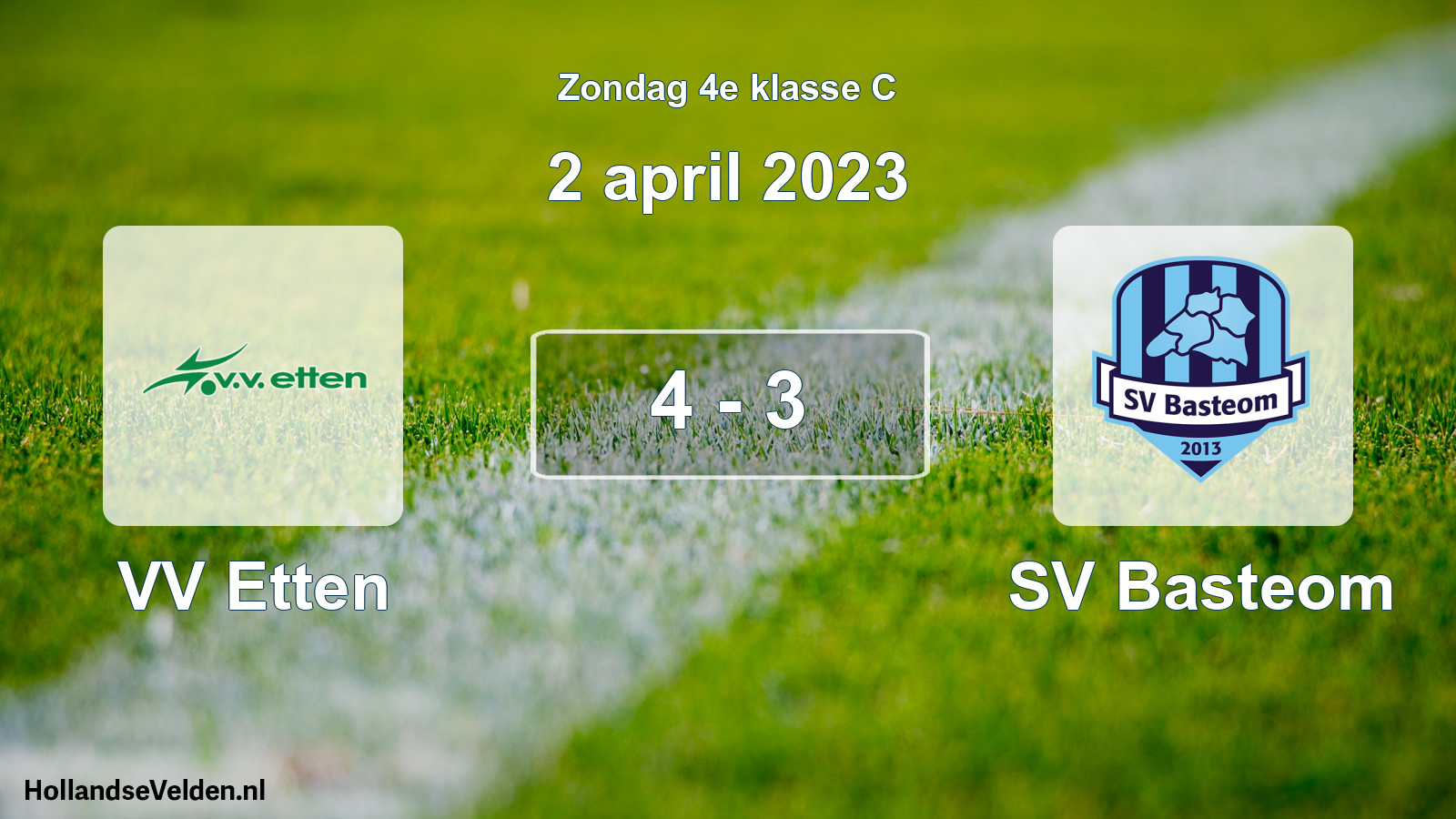 Total number of matches played: VV Etten - SV Basteom 4 - 3 (2 April 2023)
