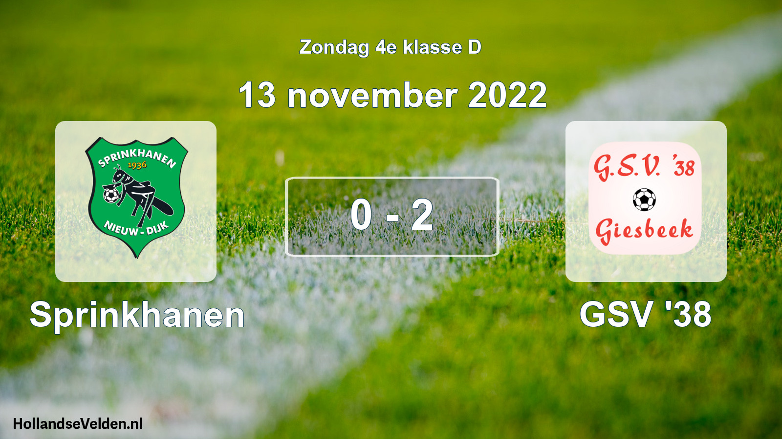 Total number of matches played: Sprinkhanen - GSV '38 0 - 2 (13 November 2022)