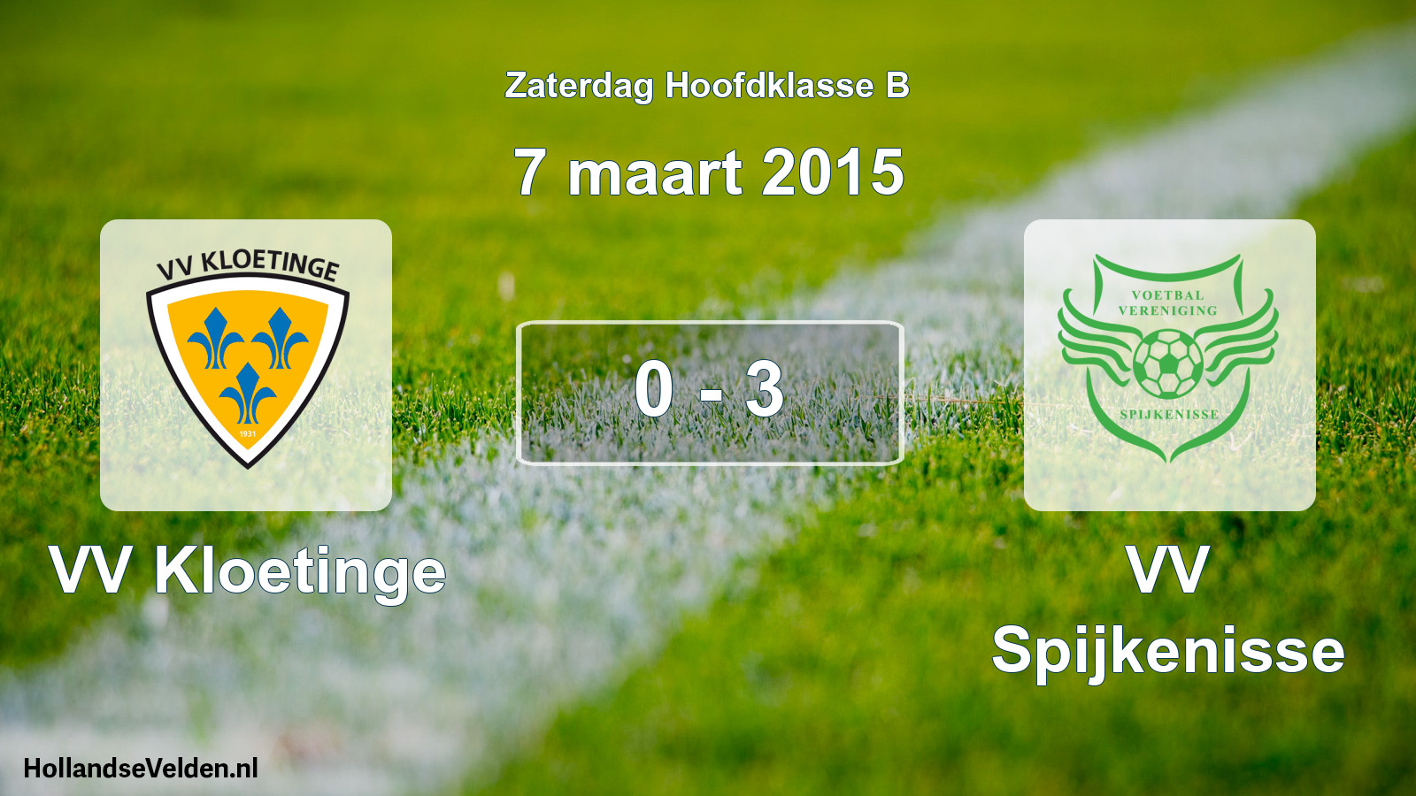 Gespeelde wedstrijd: VV Kloetinge - VV Spijkenisse 0 - 3 (7 maart 2015)