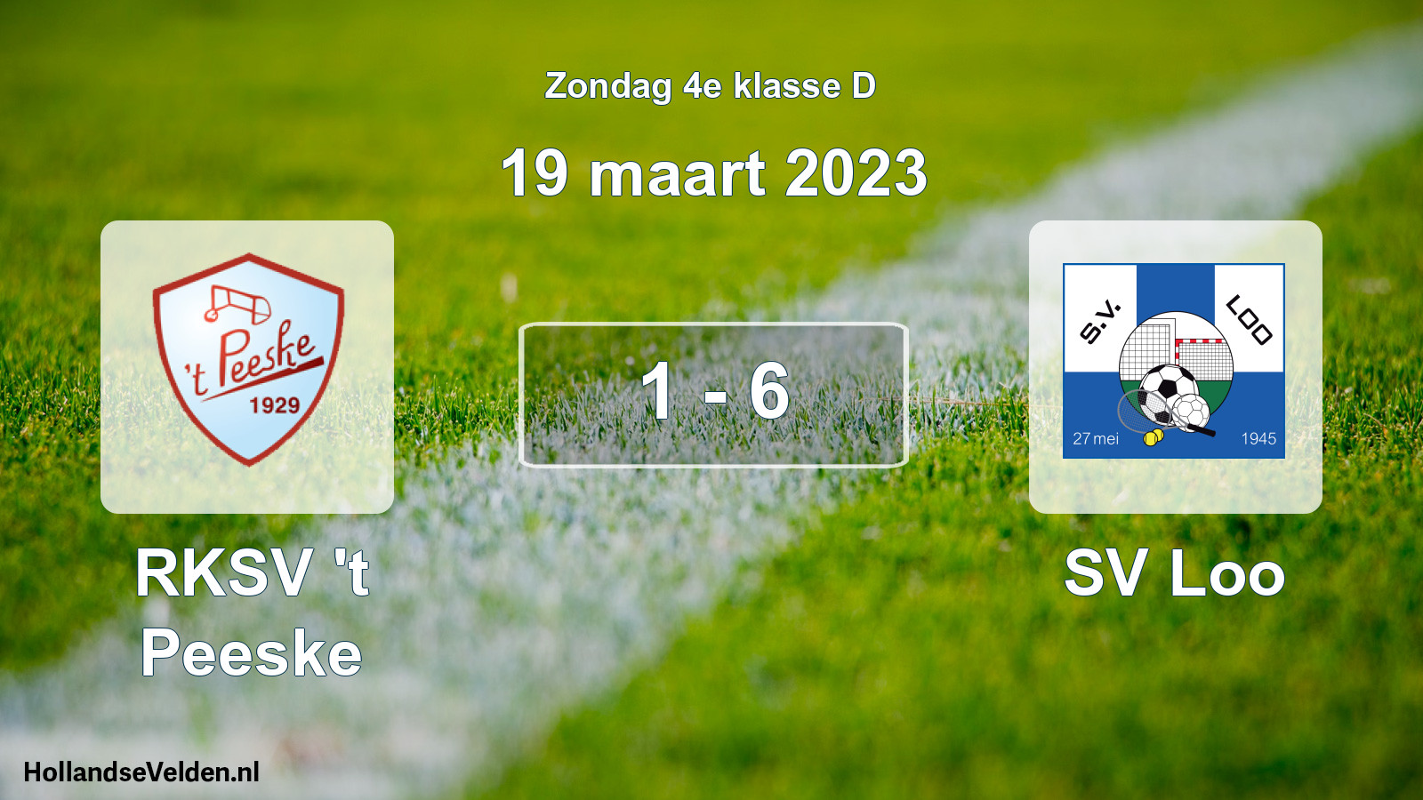 Total number of matches played: RKSV 't Peeske - SV Loo 1 - 6 (19 March 2023)