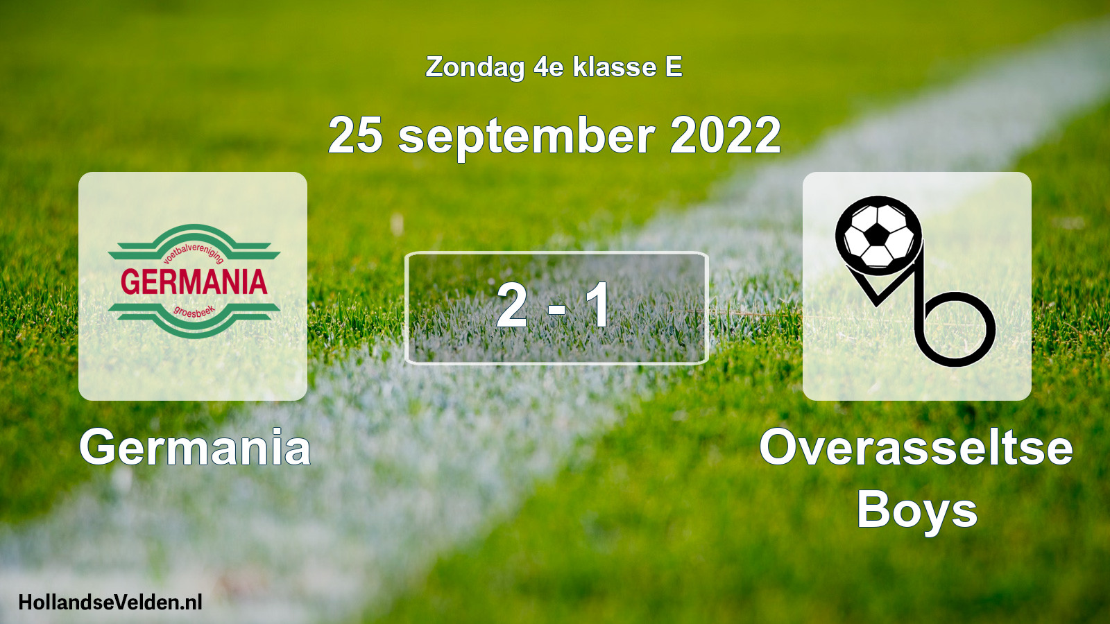 Total number of matches played: Germania - Overasseltse Boys 2 - 1 (25 September 2022)