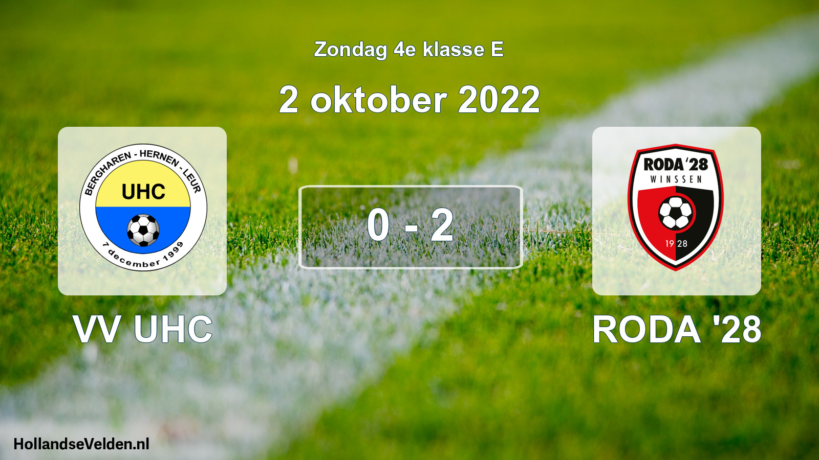 Total number of matches played: VV UHC - RODA '28 0 - 2 (2 October 2022)
