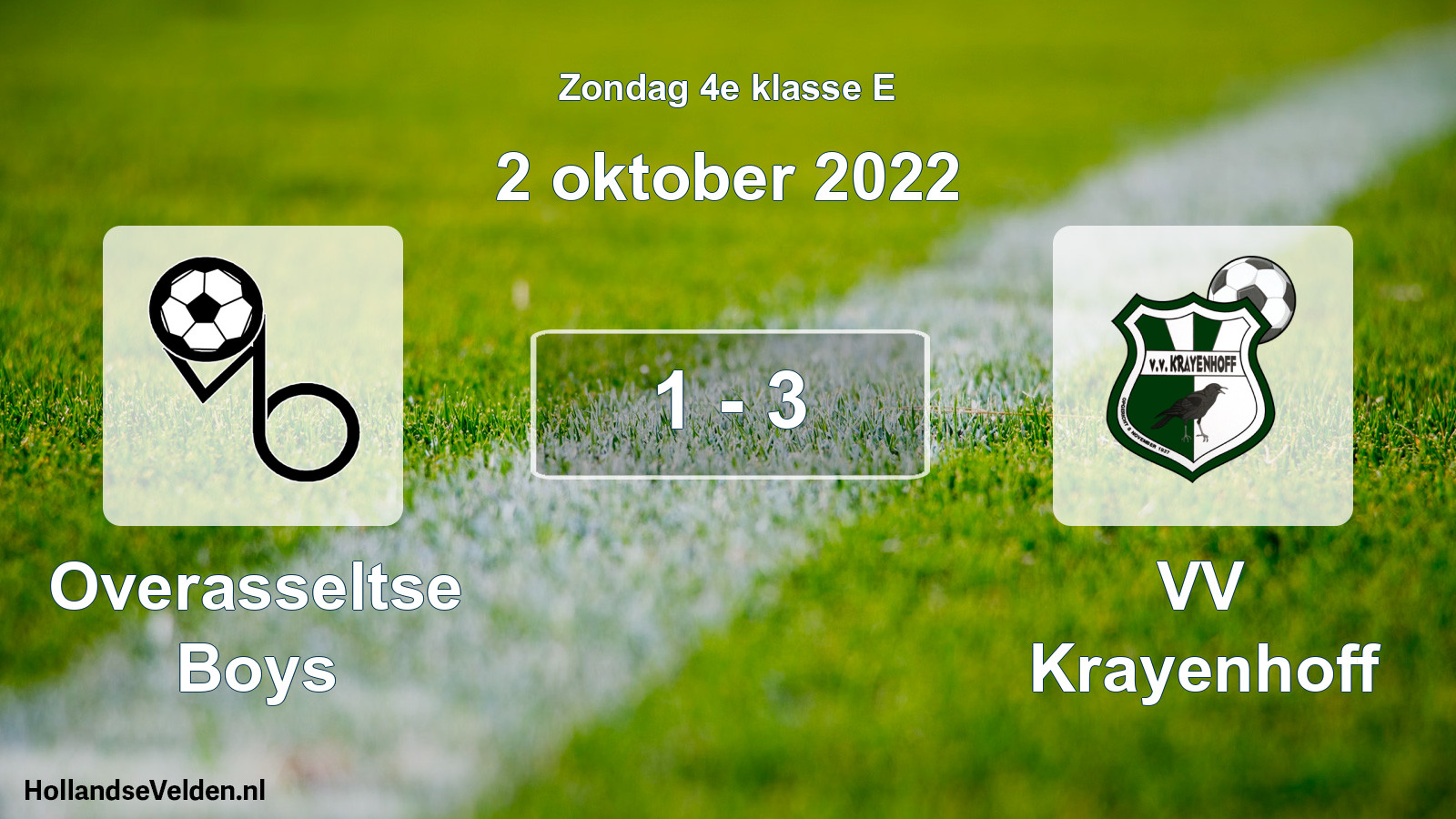 Total number of matches played: Overasseltse Boys - VV Krayenhoff 1 - 3 (2 October 2022)