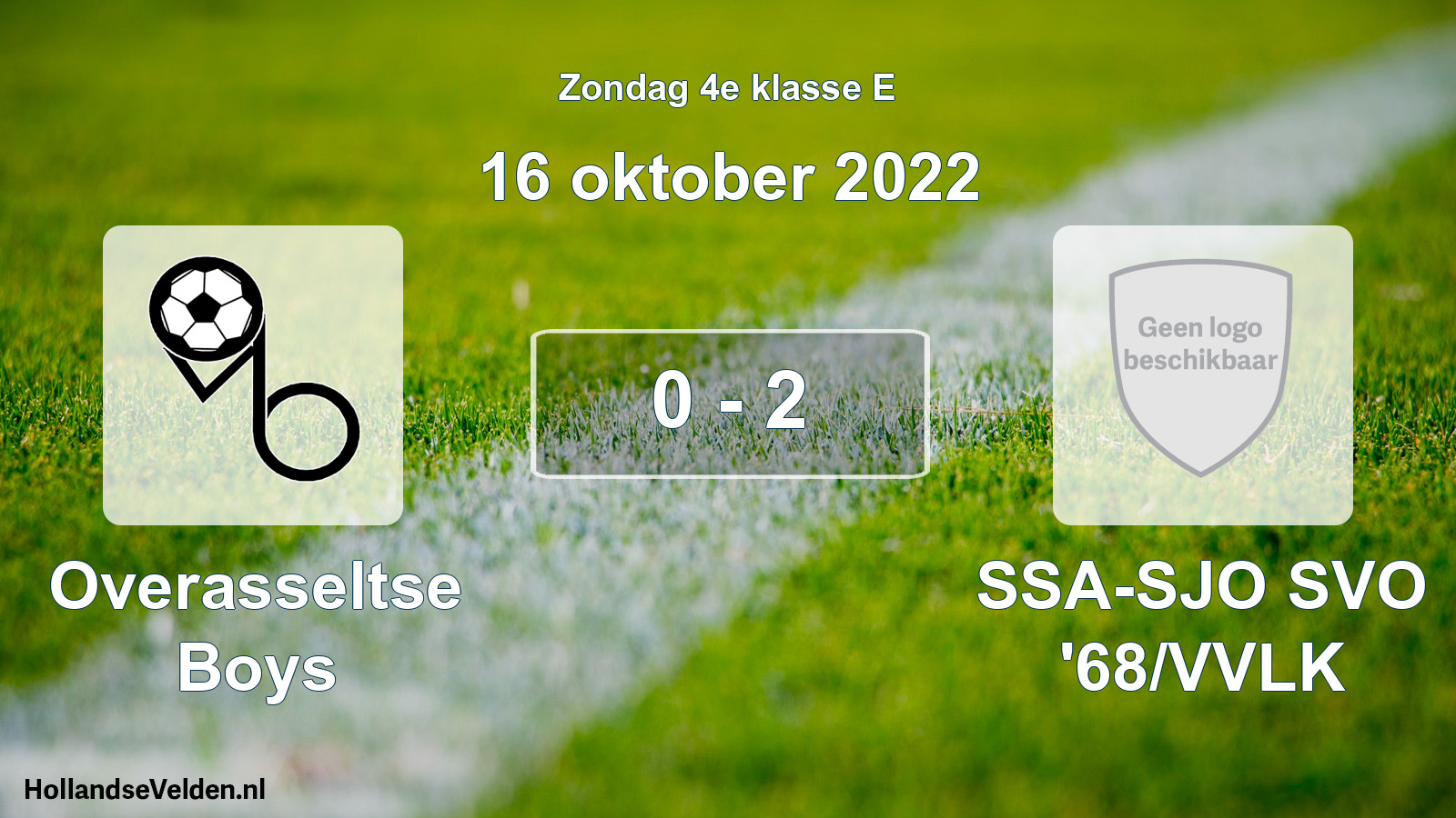 Total number of matches played: Overasseltse Boys - SSA-SJO SVO '68/VVLK 0 - 2 (16 October 2022)