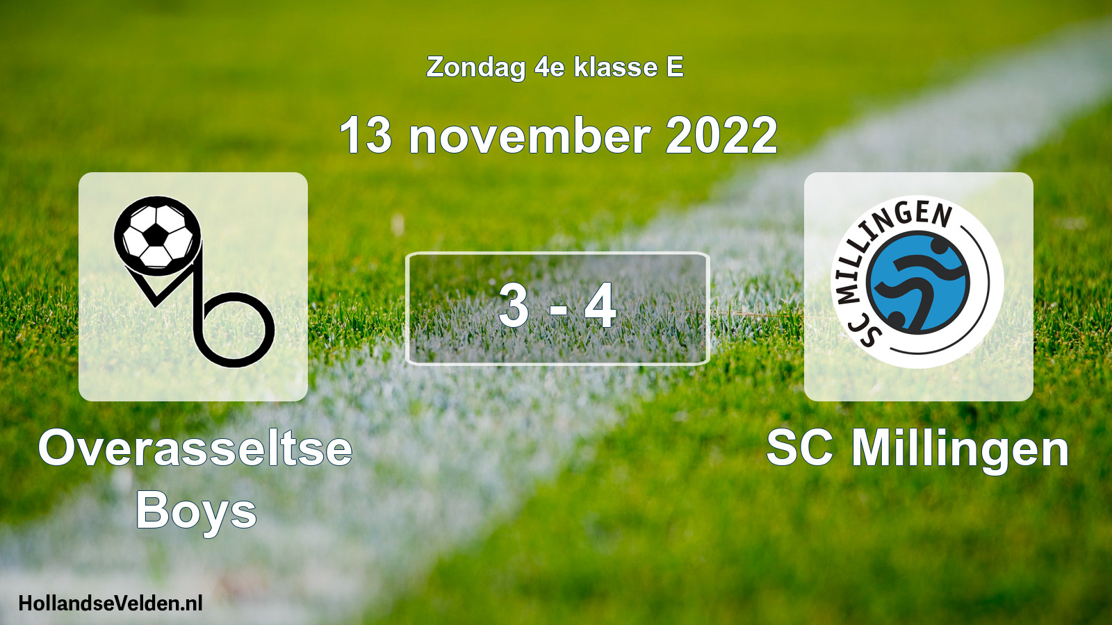 Total number of matches played: Overasseltse Boys - SC Millingen 3 - 4 (13 November 2022)