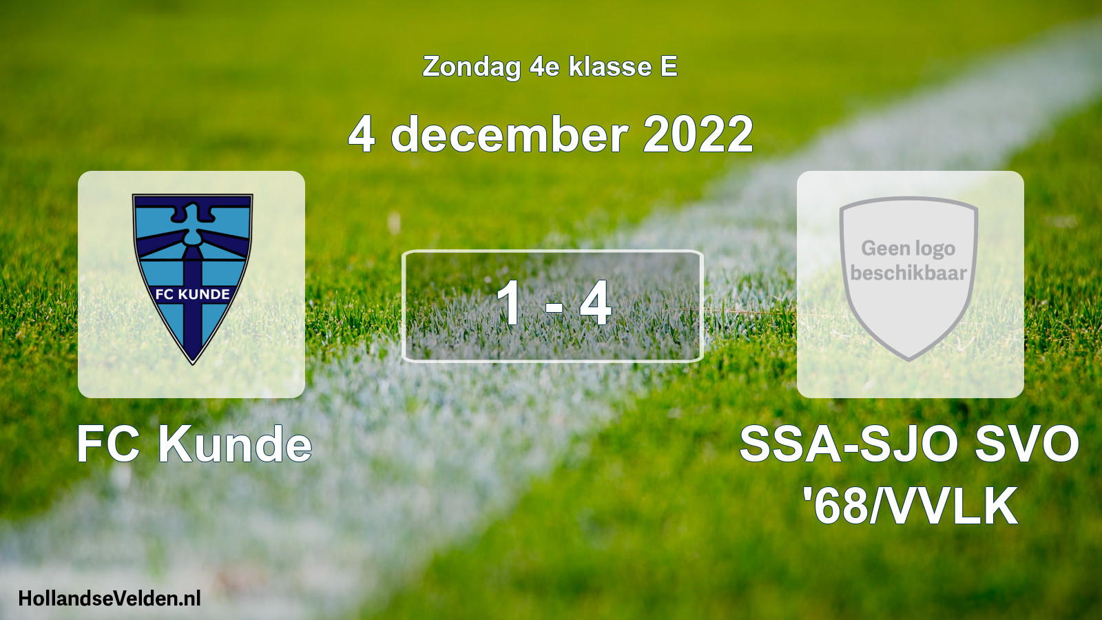 Total number of matches played: FC Kunde - SSA-SJO SVO '68/VVLK 1 - 4 (4 December 2022)