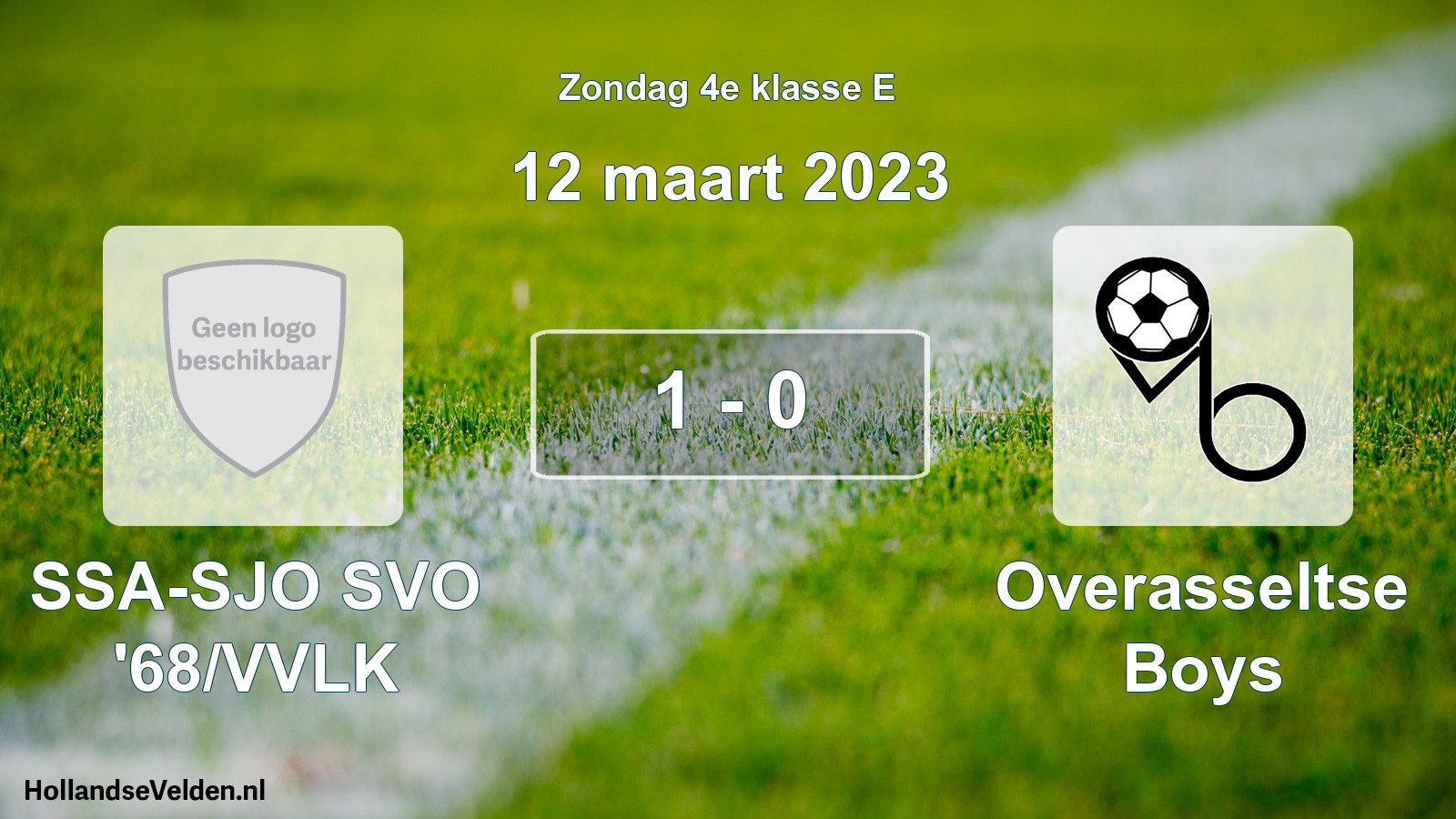 Total number of matches played: SSA-SJO SVO '68/VVLK - Overasseltse Boys 1 - 0 (12 March 2023)