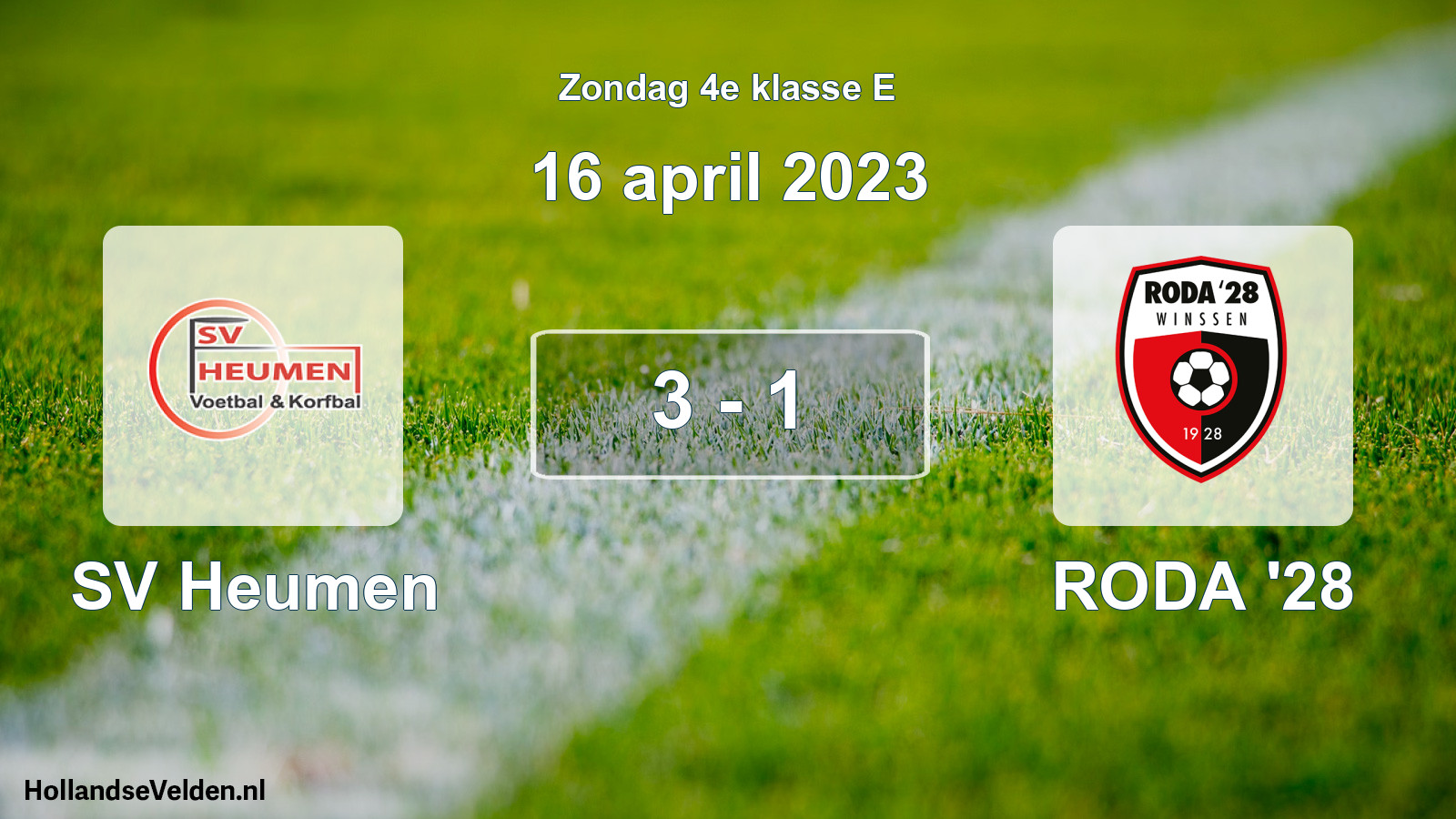 Total number of matches played: SV Heumen - RODA '28 3 - 1 (16 April 2023)