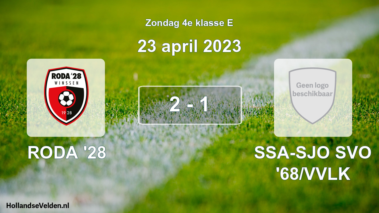 Total number of matches played: RODA '28 - SSA-SJO SVO '68/VVLK 2 - 1 (23 April 2023)