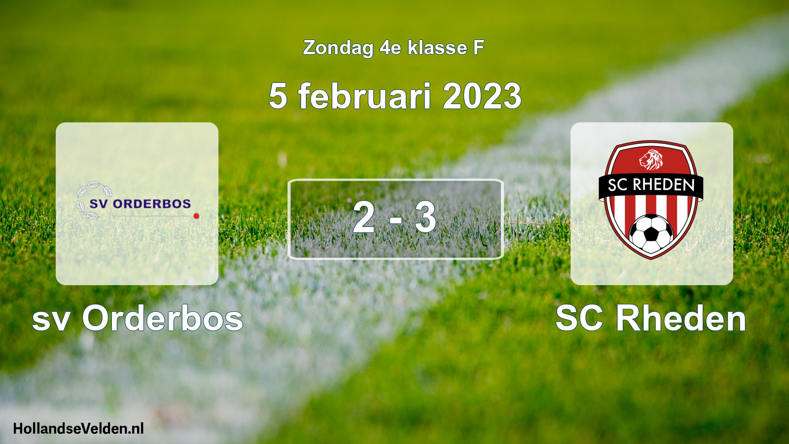 Total number of matches played: sv Orderbos - SC Rheden 2 - 3 (5 February 2023)