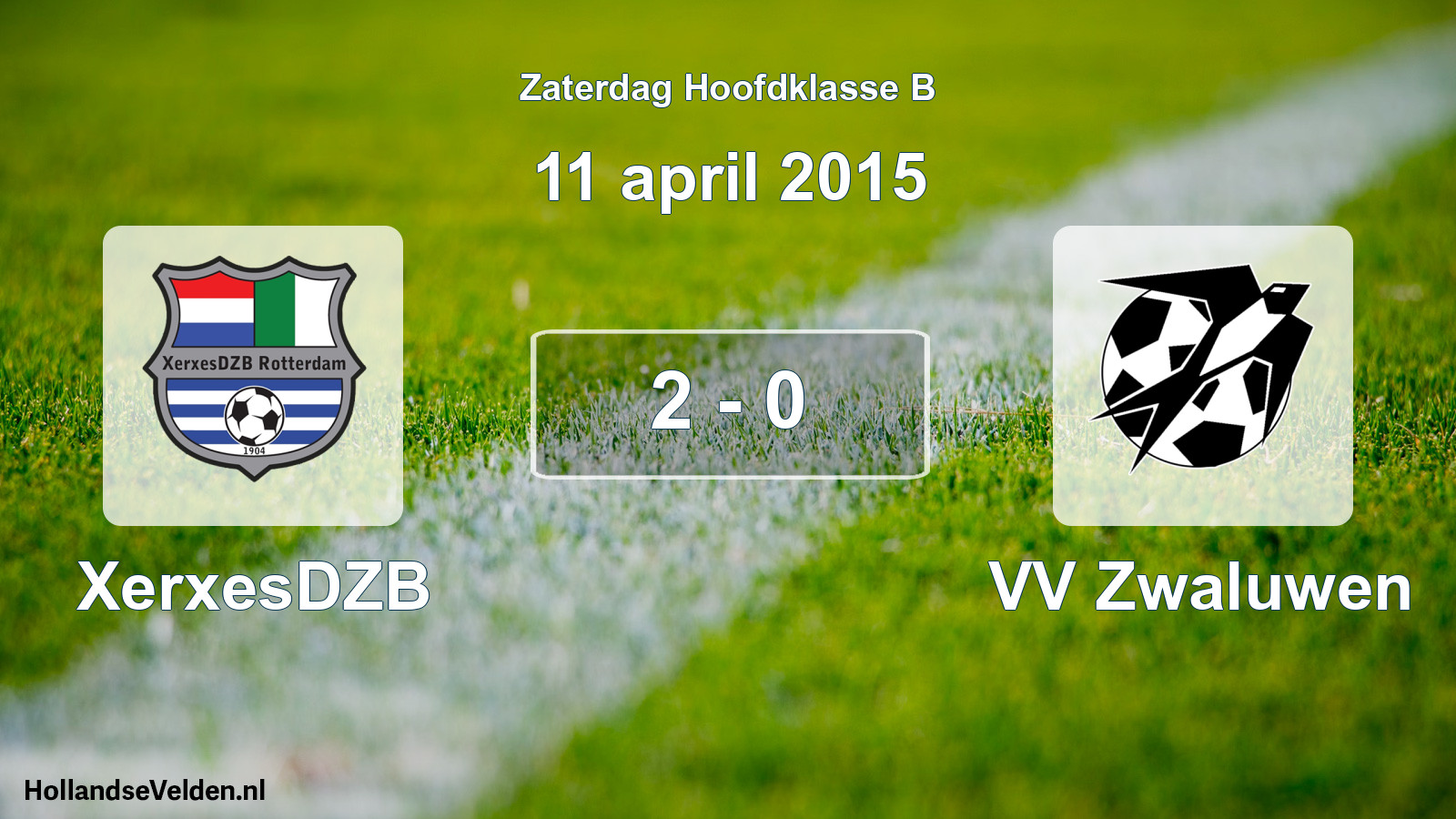 Gespeelde wedstrijd: XerxesDZB - VV Zwaluwen 2 - 0 (11 april 2015)