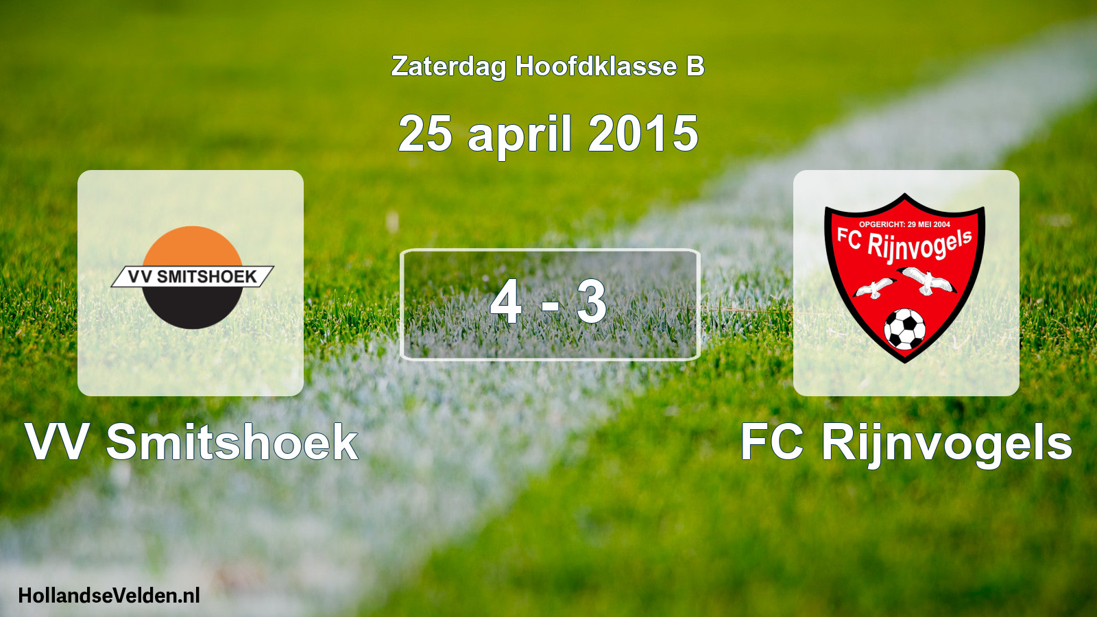 Total number of matches played: VV Smitshoek - FC Rijnvogels 4 - 3 (25 April 2015)