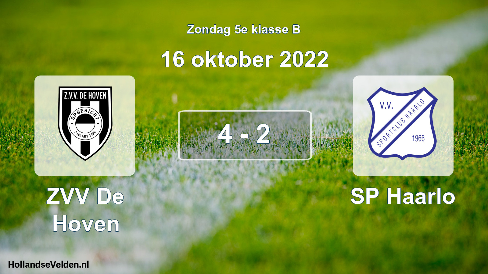 Total number of matches played: ZVV De Hoven - SP Haarlo 4 - 2 (16 October 2022)