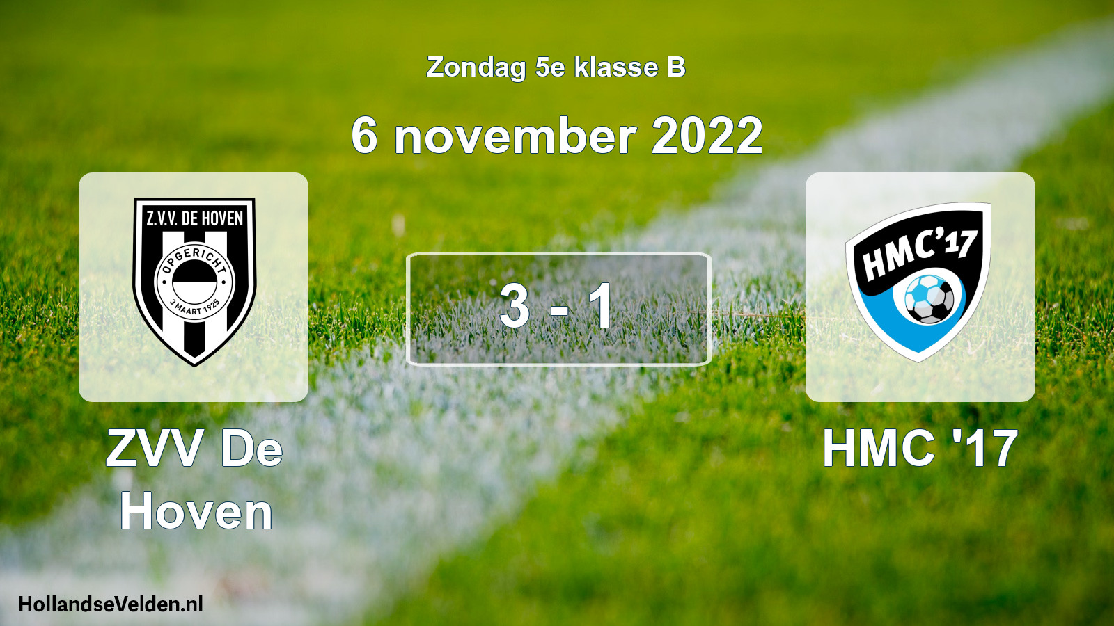 Total number of matches played: ZVV De Hoven - HMC '17 3 - 1 (6 November 2022)