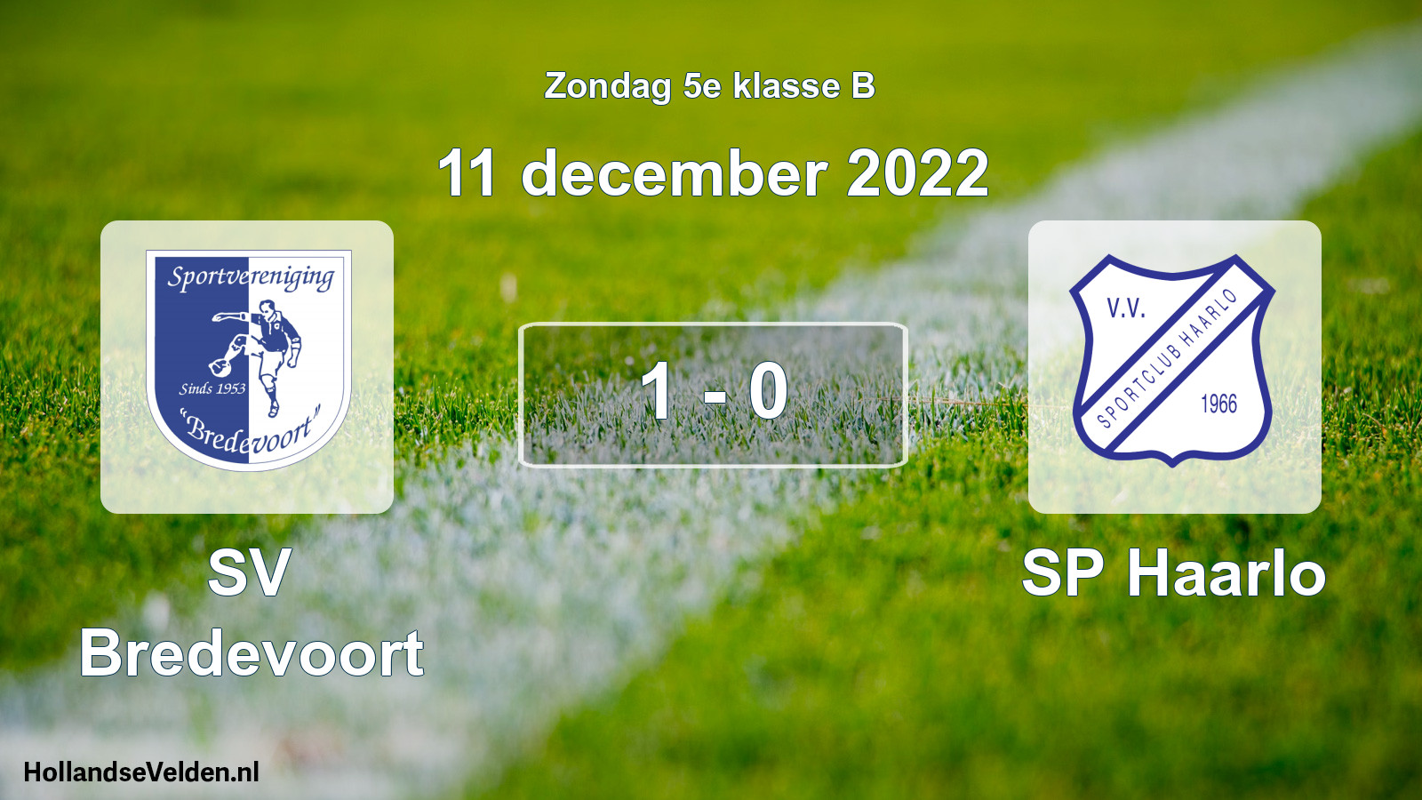 Total number of matches played: SV Bredevoort - SP Haarlo 1 - 0 (11 December 2022)