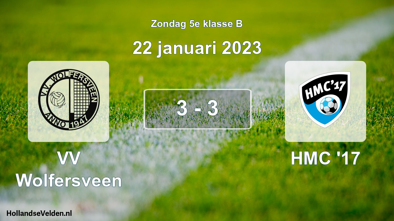 Total number of matches played: VV Wolfersveen - HMC '17 3 - 3 (22 January 2023)