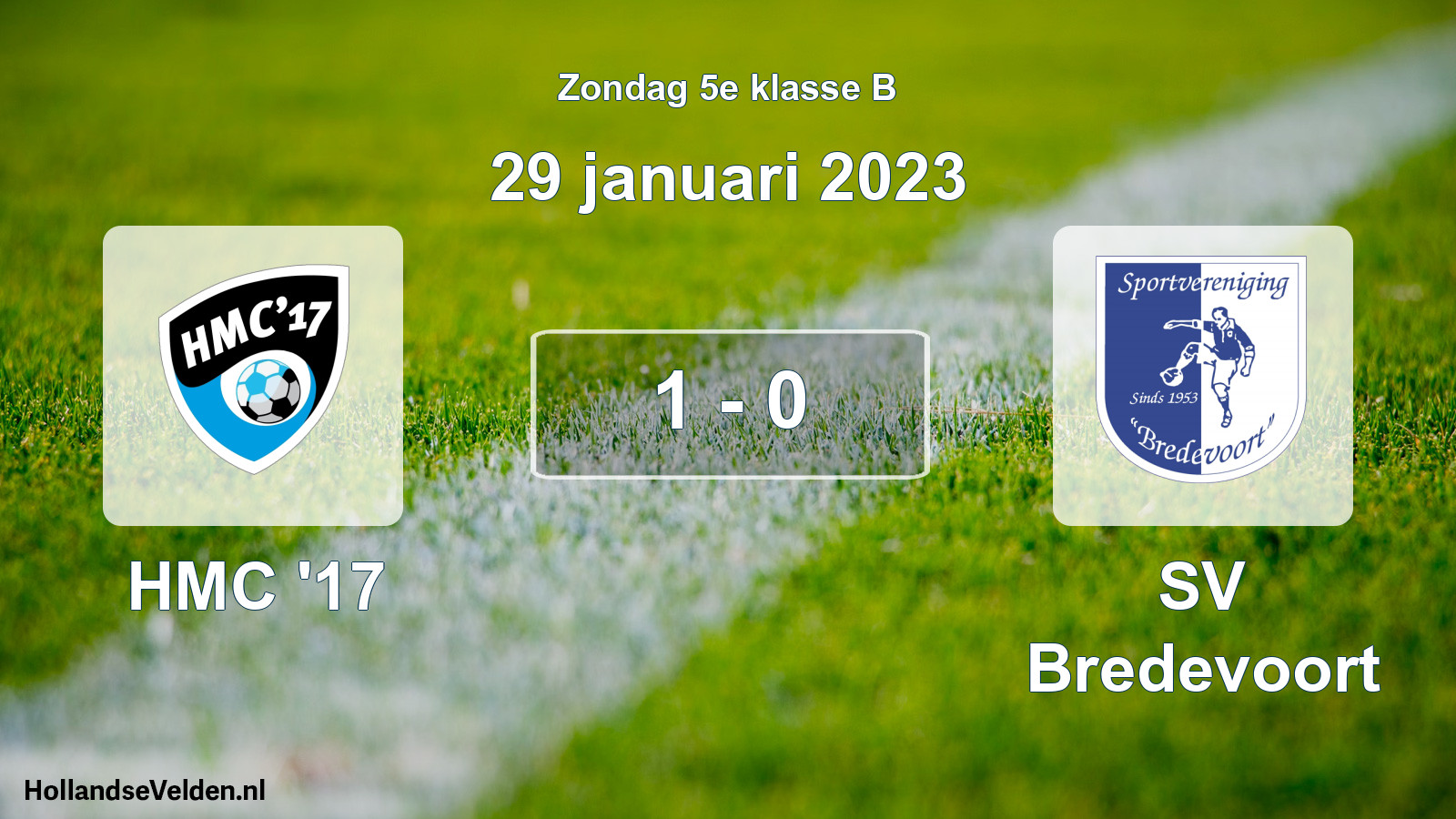 Total number of matches played: HMC '17 - SV Bredevoort 1 - 0 (29 January 2023)