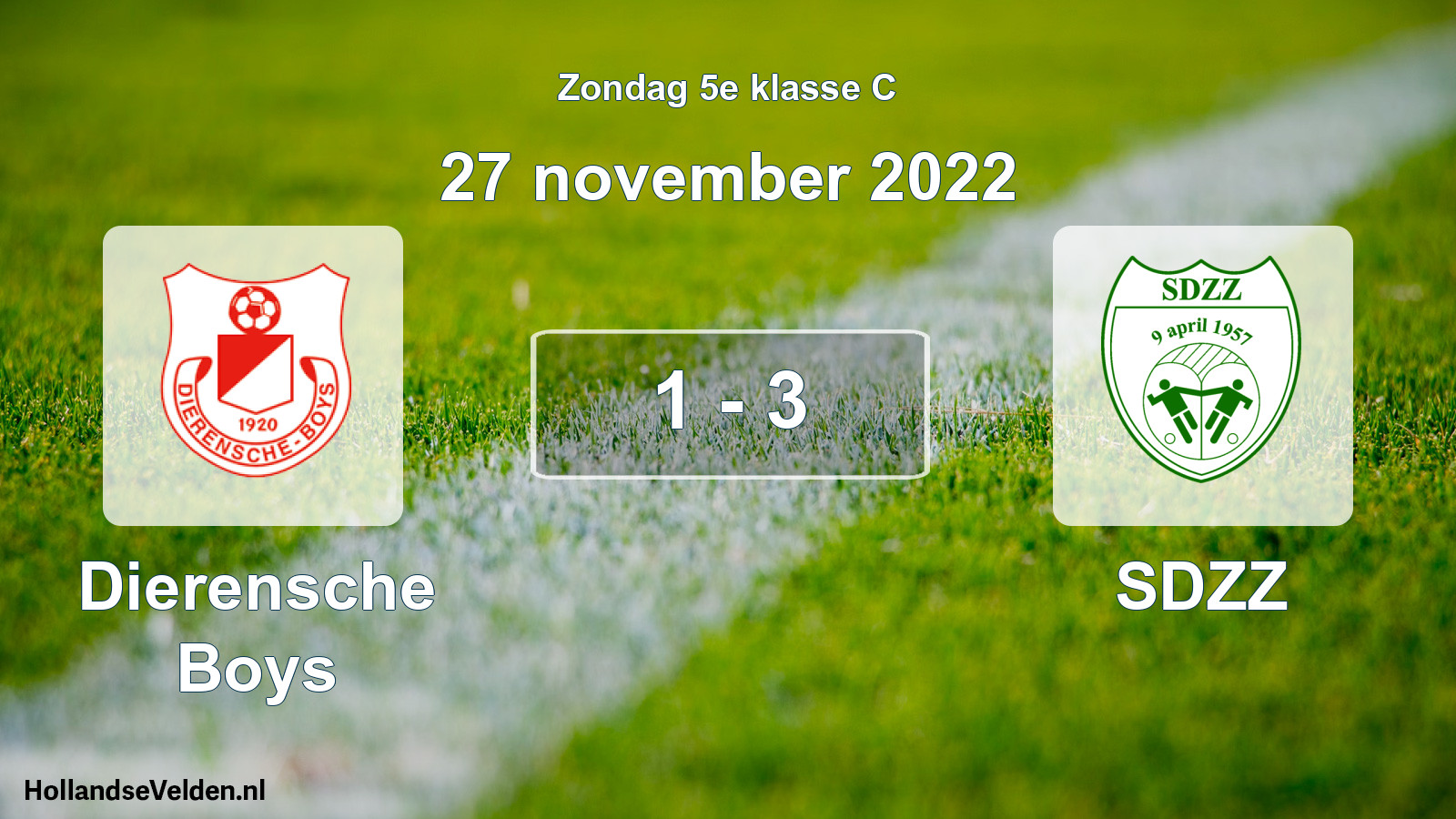 Total number of matches played: Dierensche Boys - SDZZ 1 - 3 (27 November 2022)