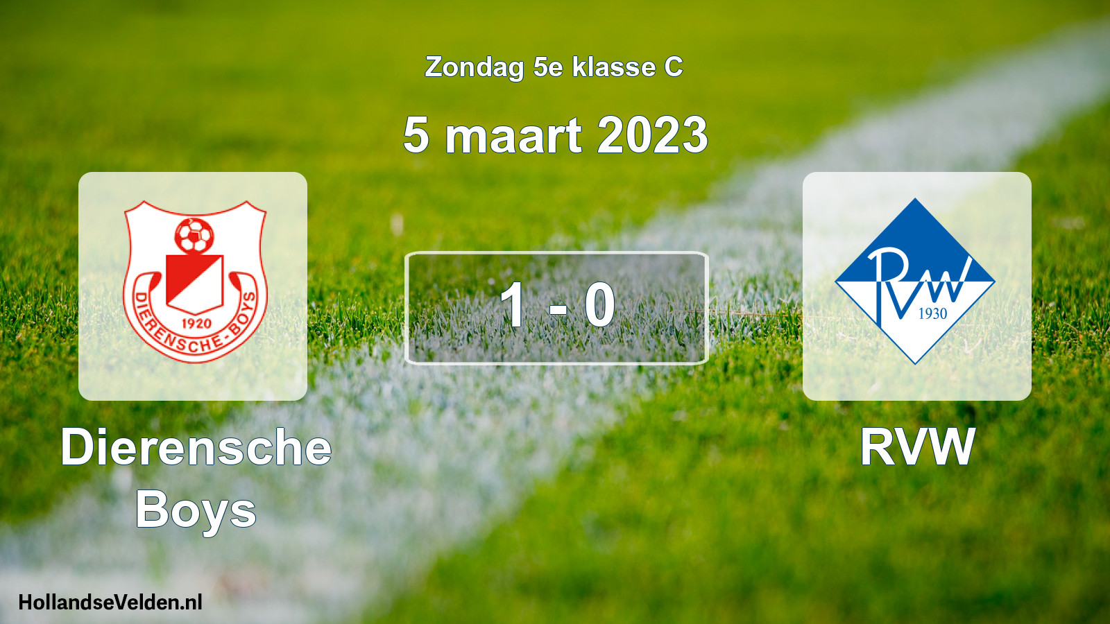 Total number of matches played: Dierensche Boys - RVW 1 - 0 (5 March 2023)