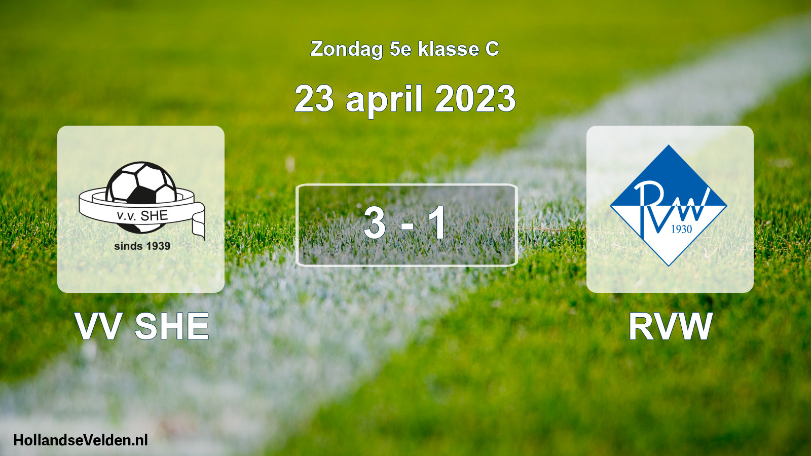 Total number of matches played: VV SHE - RVW 3 - 1 (23 April 2023)