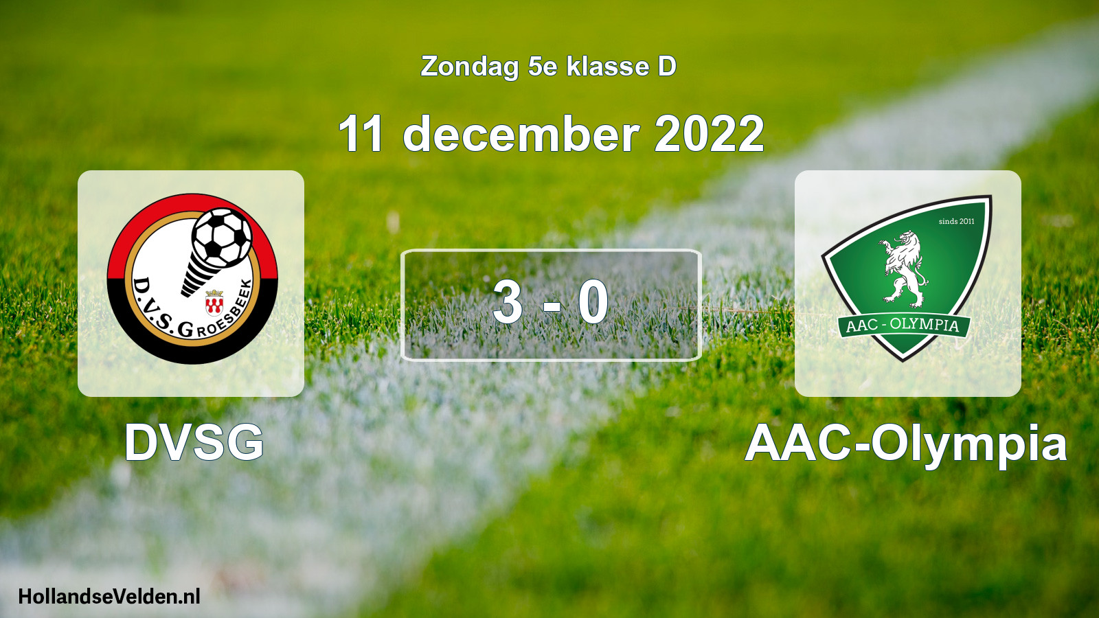 Total number of matches played: DVSG - AAC-Olympia 3 - 0 (11 December 2022)