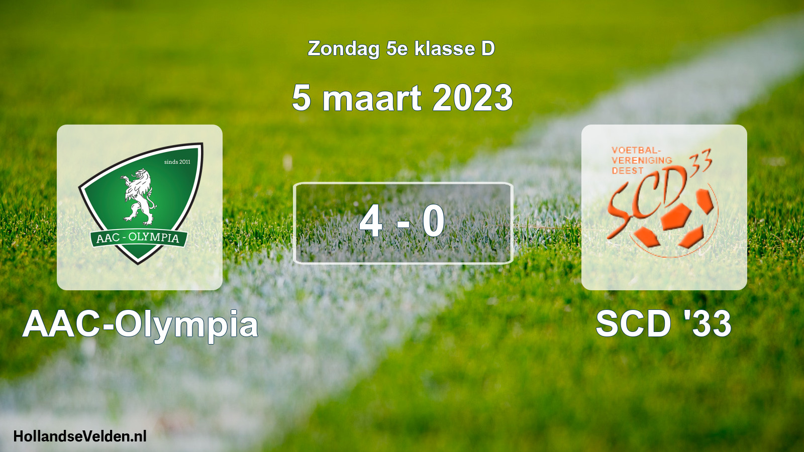 Total number of matches played: AAC-Olympia - SCD '33 4 - 0 (5 March 2023)