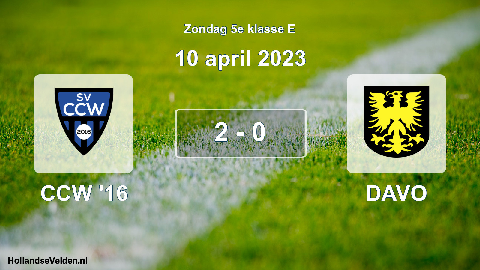 Total number of matches played: CCW '16 - DAVO 2 - 0 (10 April 2023)