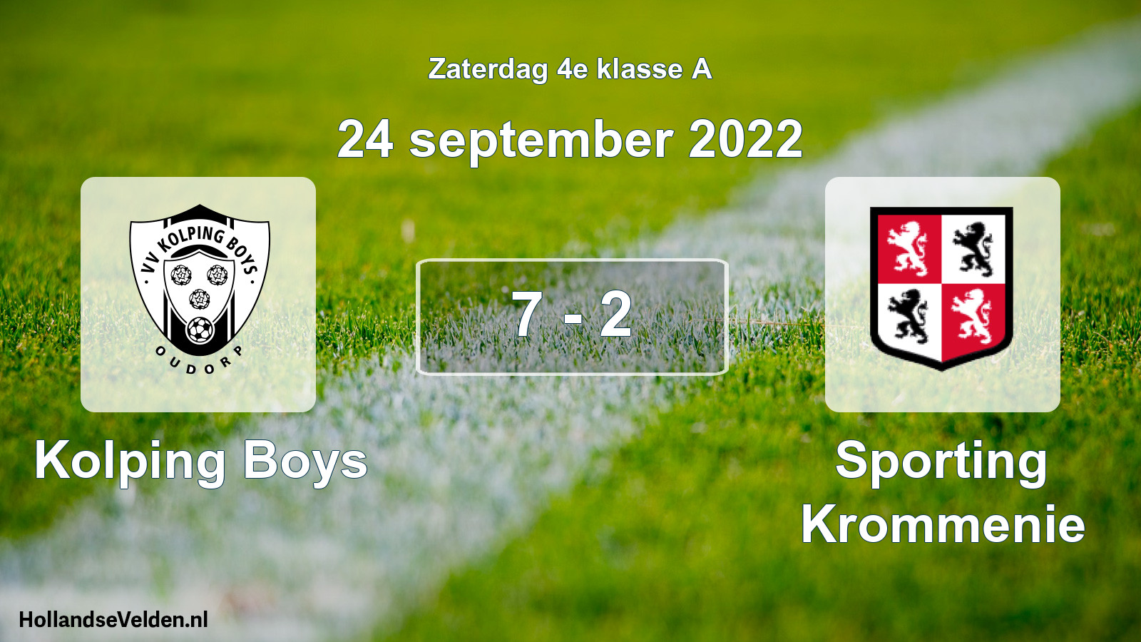 Total number of matches played: Kolping Boys - Sporting Krommenie 7 - 2 (24 September 2022)