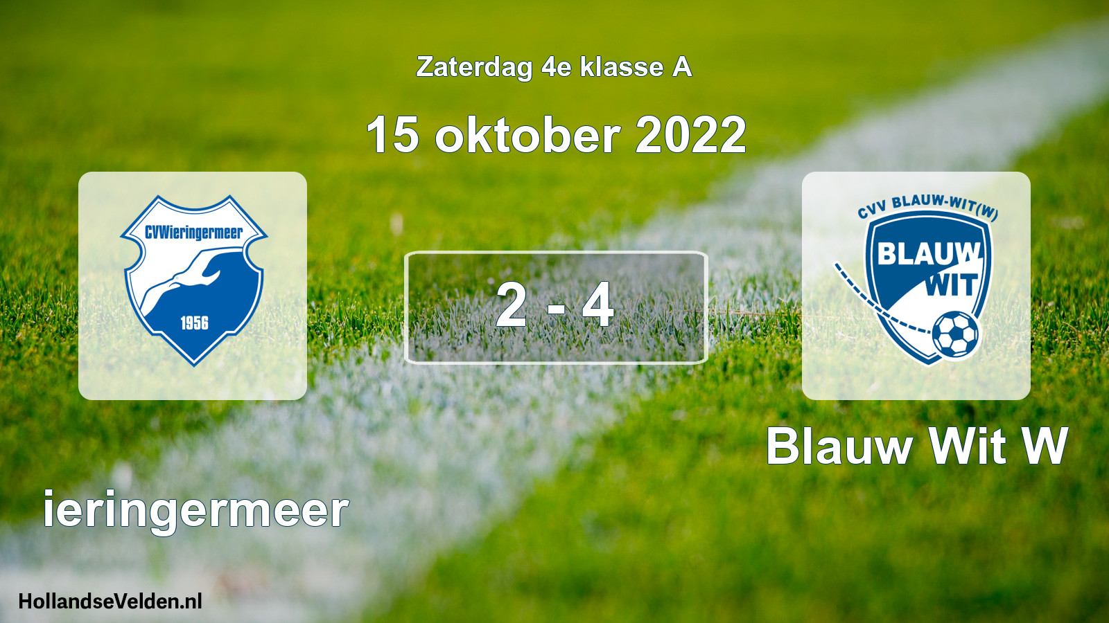 Total number of matches played: Wieringermeer - Blauw Wit W 2 - 4 (15 October 2022)