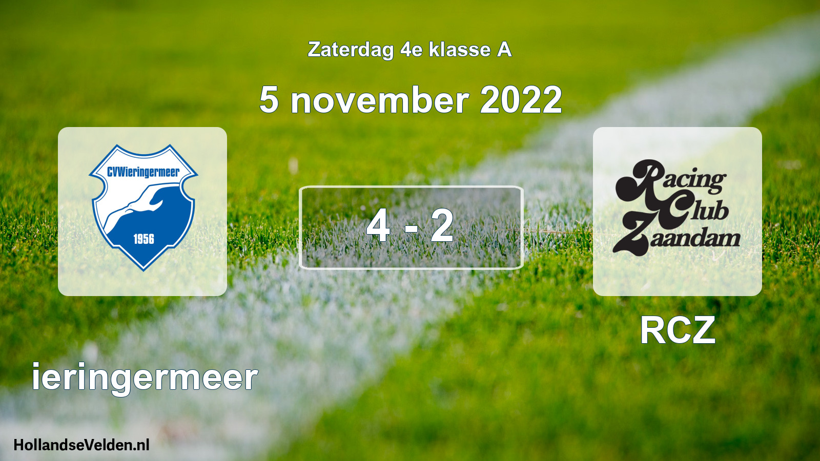 Total number of matches played: Wieringermeer - RCZ 4 - 2 (5 November 2022)