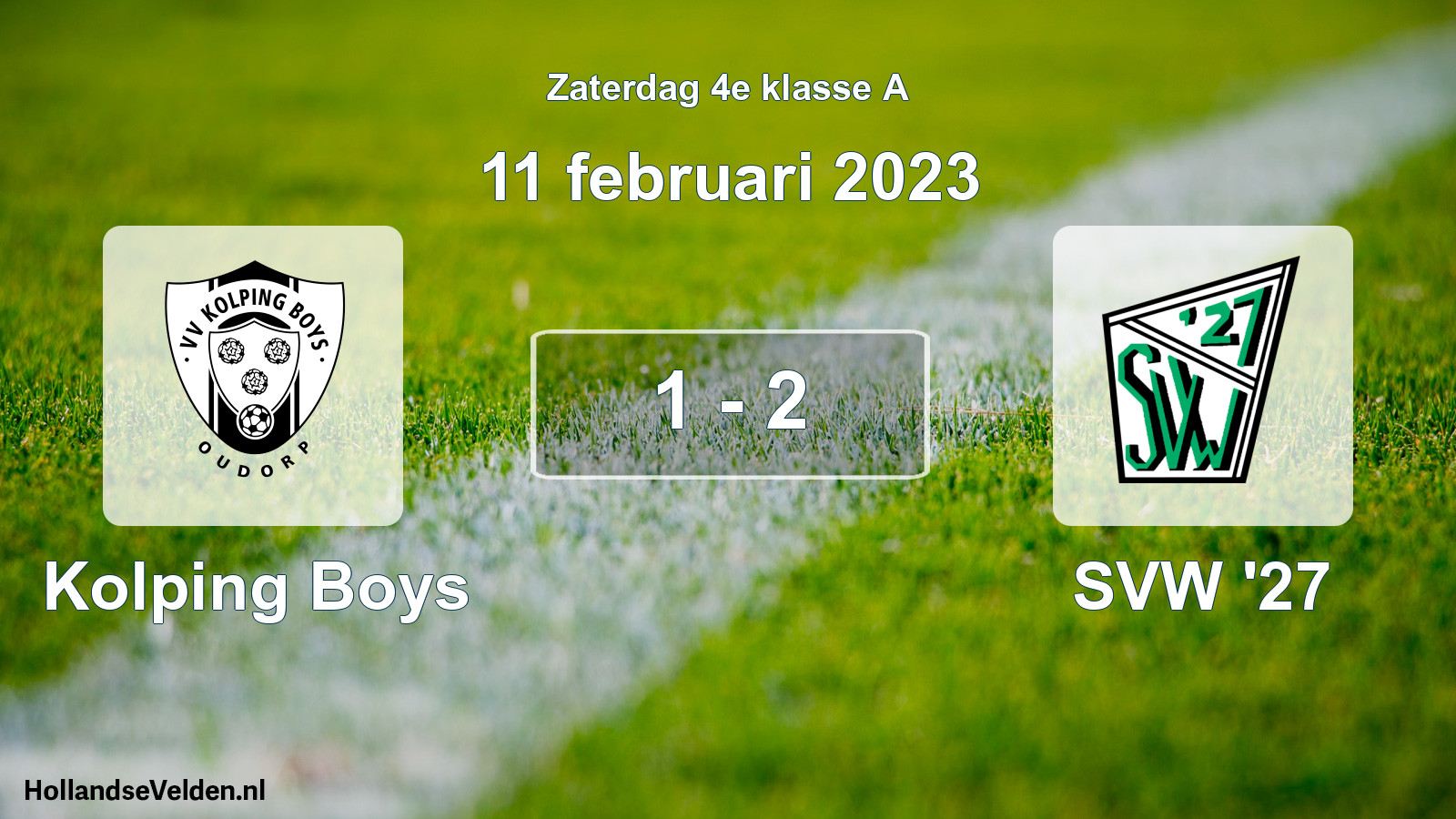 Total number of matches played: Kolping Boys - SVW '27 1 - 2 (11 February 2023)