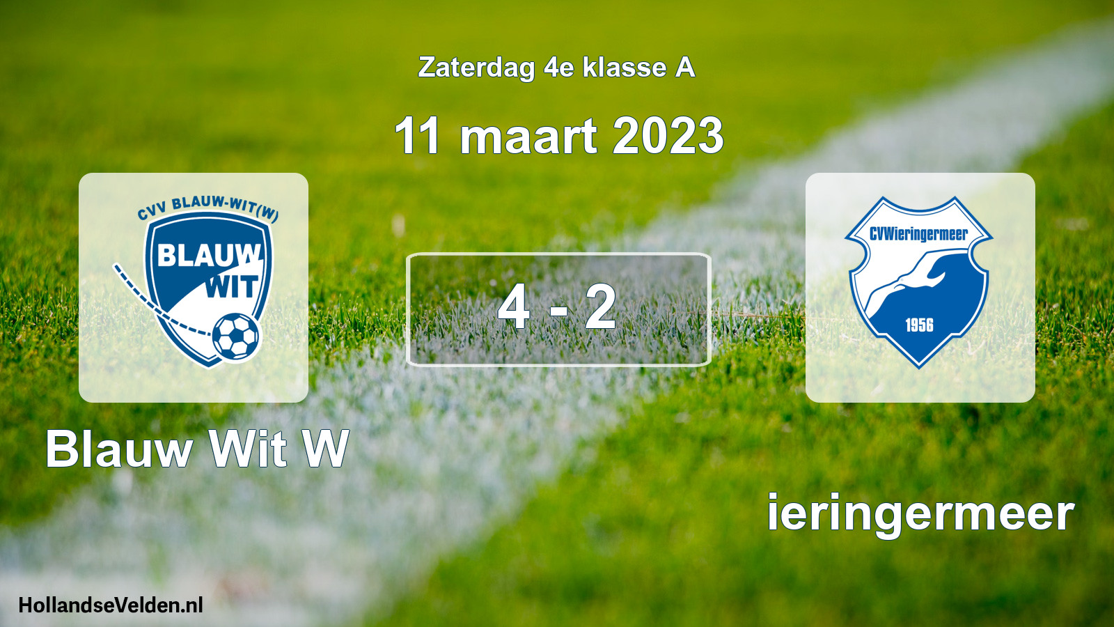 Total number of matches played: Blauw Wit W - Wieringermeer 4 - 2 (11 March 2023)