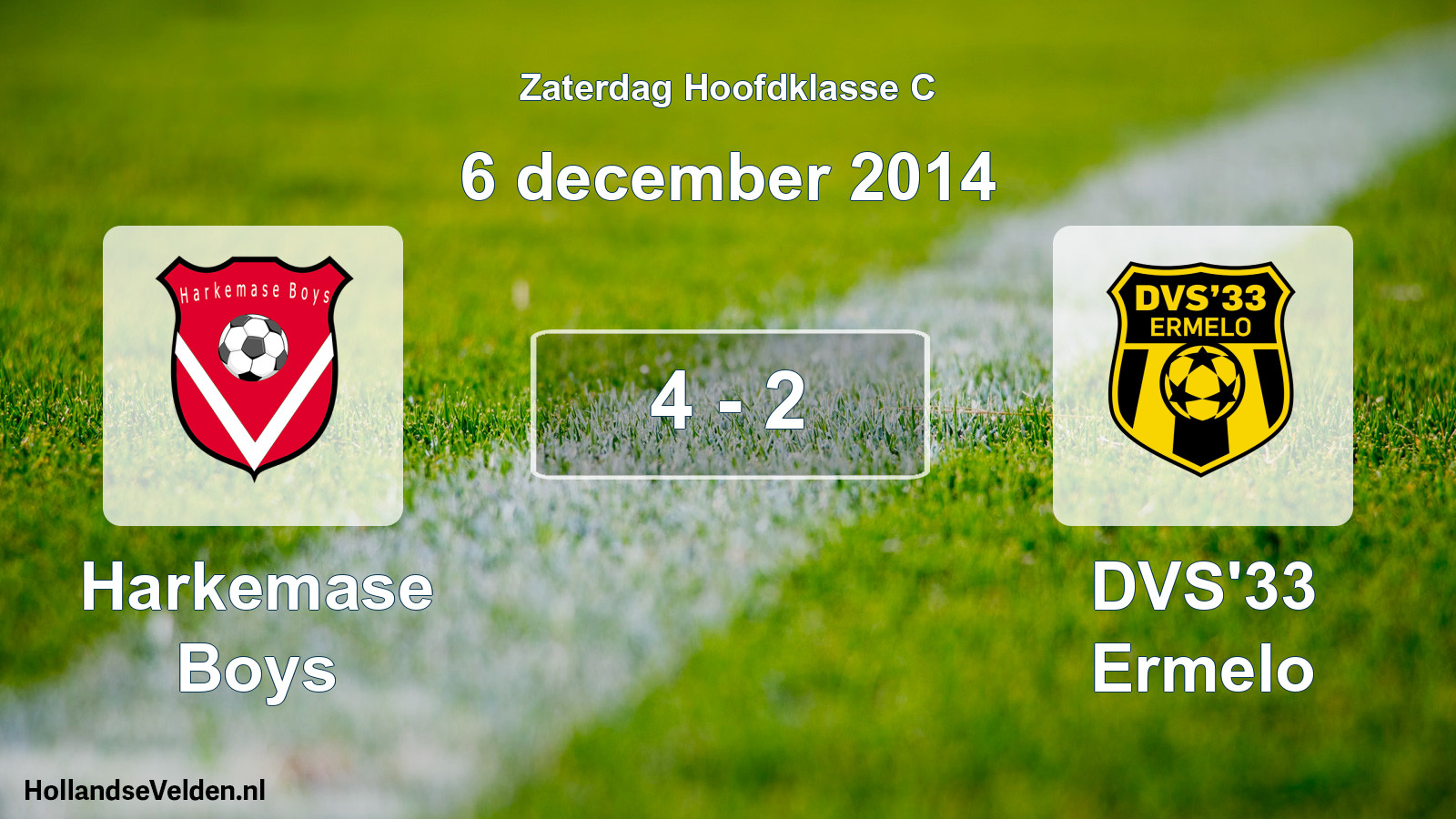 Total number of matches played: Harkemase Boys - DVS'33 Ermelo 4 - 2 (6 December 2014)
