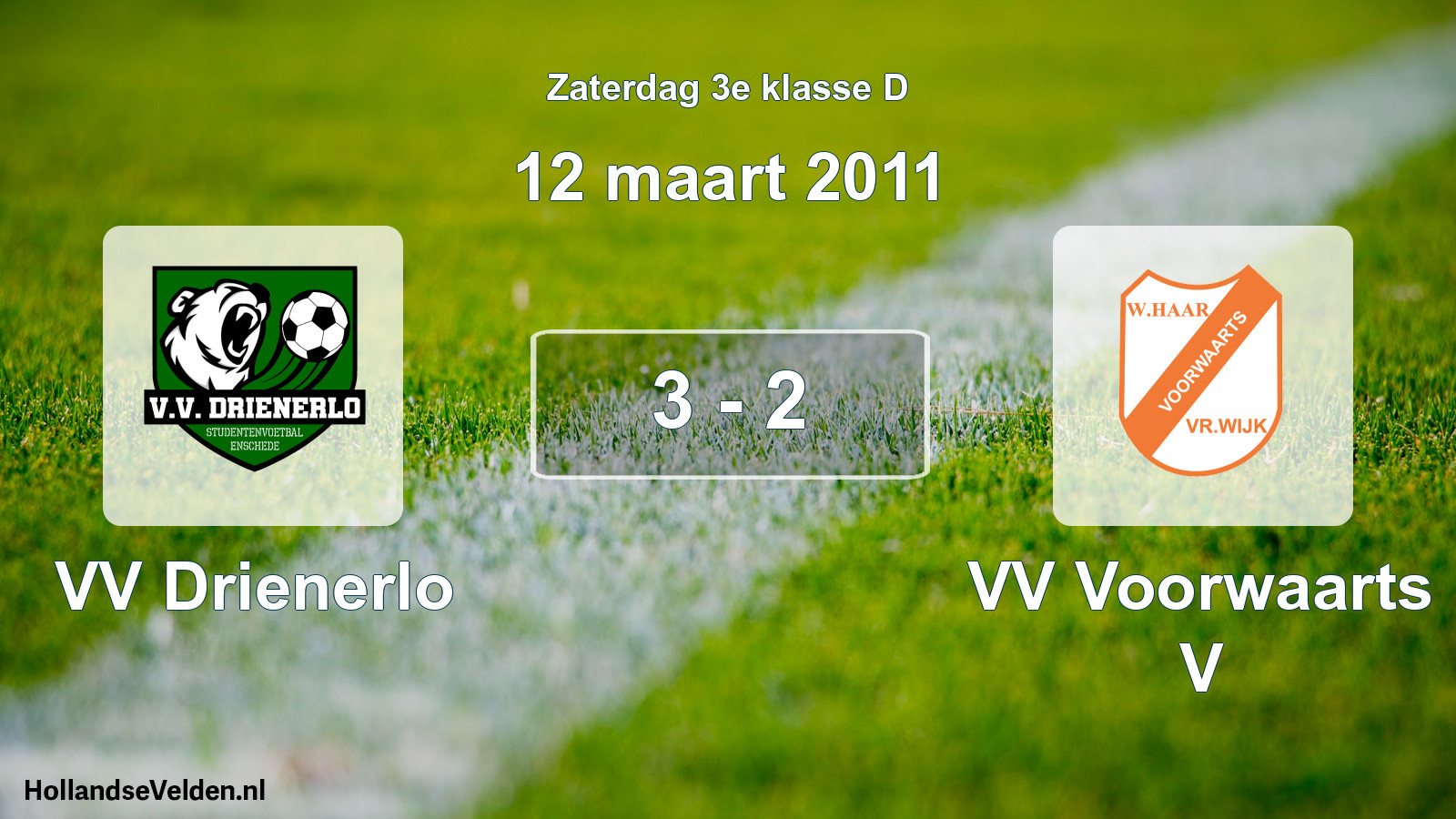 Total number of matches played: VV Drienerlo - VV Voorwaarts V 3 - 2 (12 March 2011)