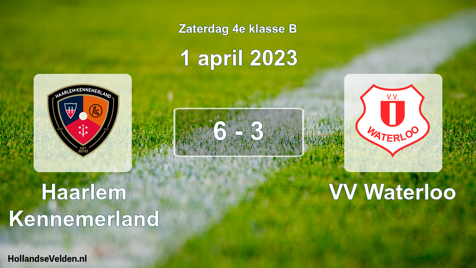 Total number of matches played: Haarlem Kennemerland - VV Waterloo 6 - 3 (1 April 2023)