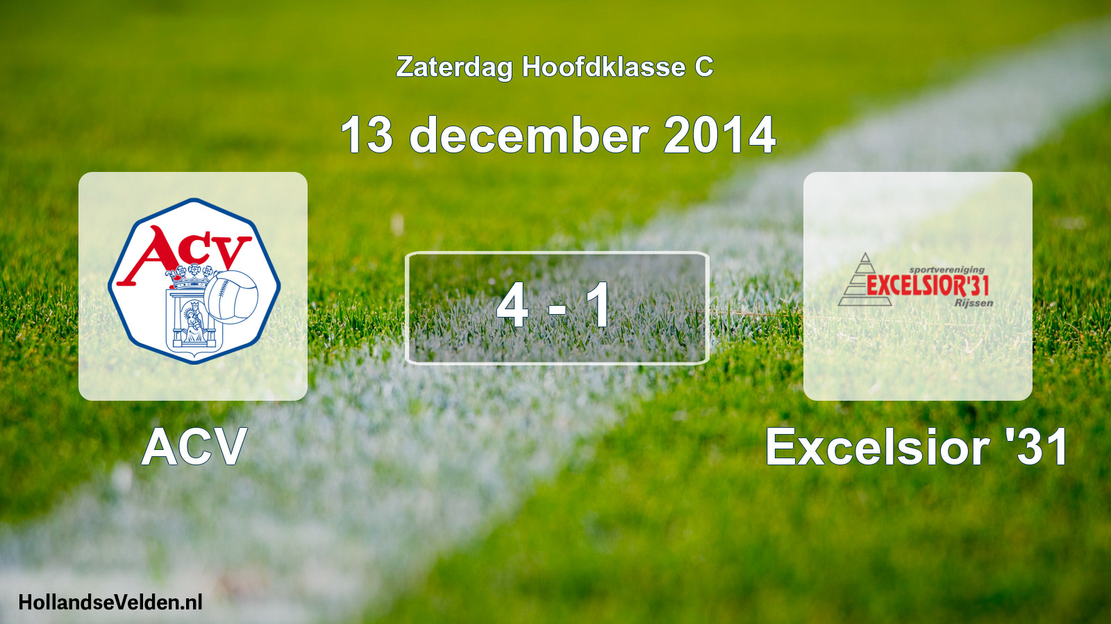 Gespeelde wedstrijd: ACV - Excelsior '31 4 - 1 (13 december 2014)